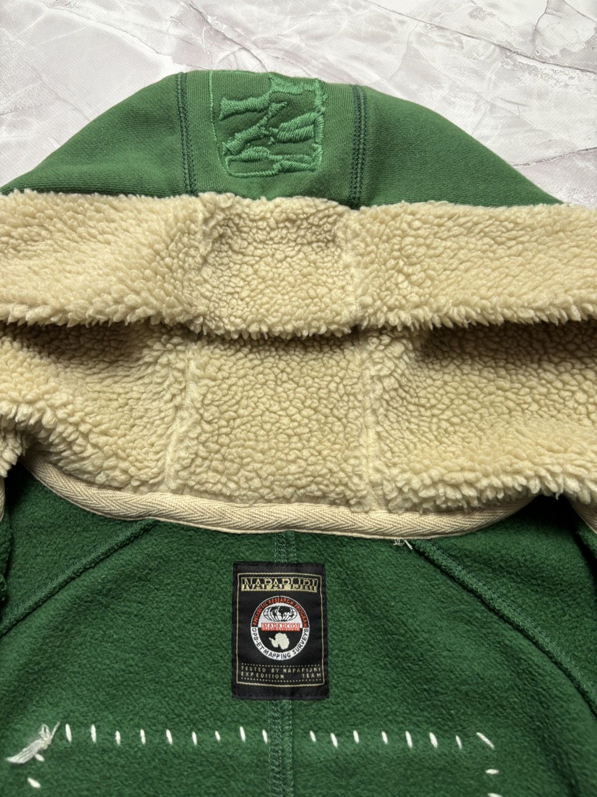 Napapijri Napapijri Flag Green Zip Hoodie Sherpa Trim Ski Patch Size M / US 6-8 / IT 42-44 - 12 Thumbnail
