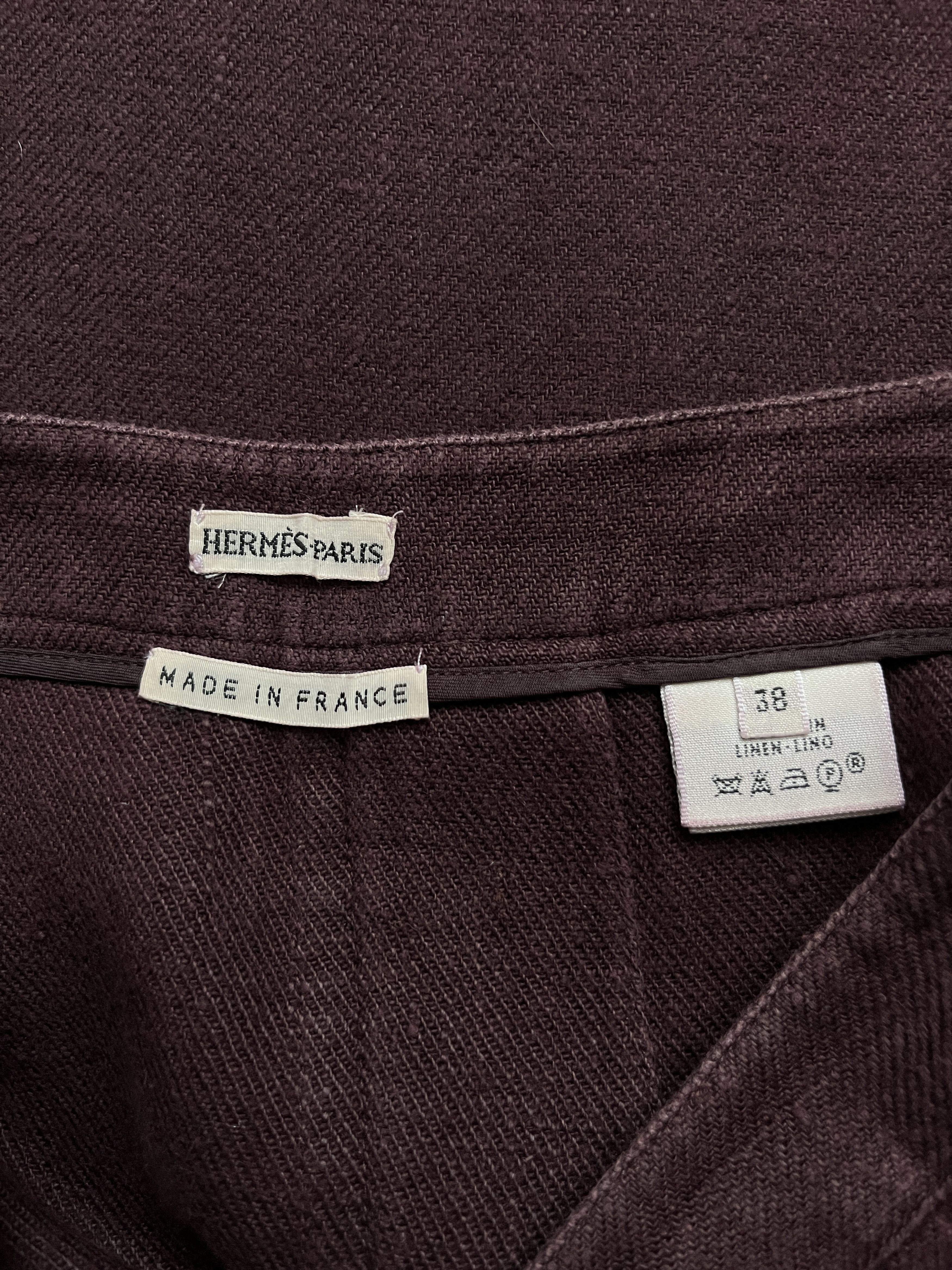 Hermes ⚡️QUICK SALE⚡️Hermes Margiela Burgundy Linen Skirt Size 27" / US 4 / IT 40 - 3 Thumbnail