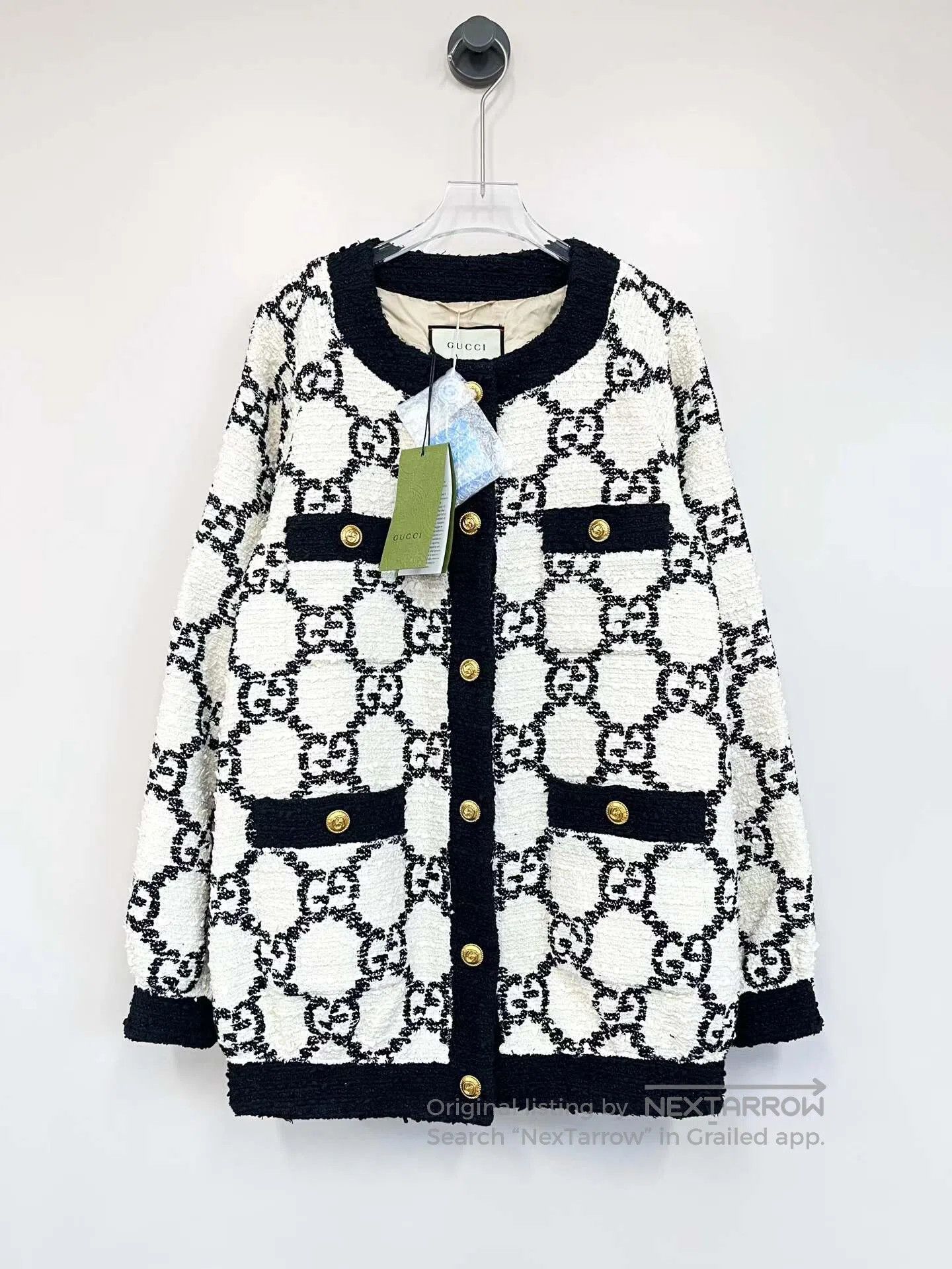 Gucci Guicci Black and White Classic Double G Embossed Tweed Jac Size XS / US 0-2 / IT 36-38 - 1 Thumbnail