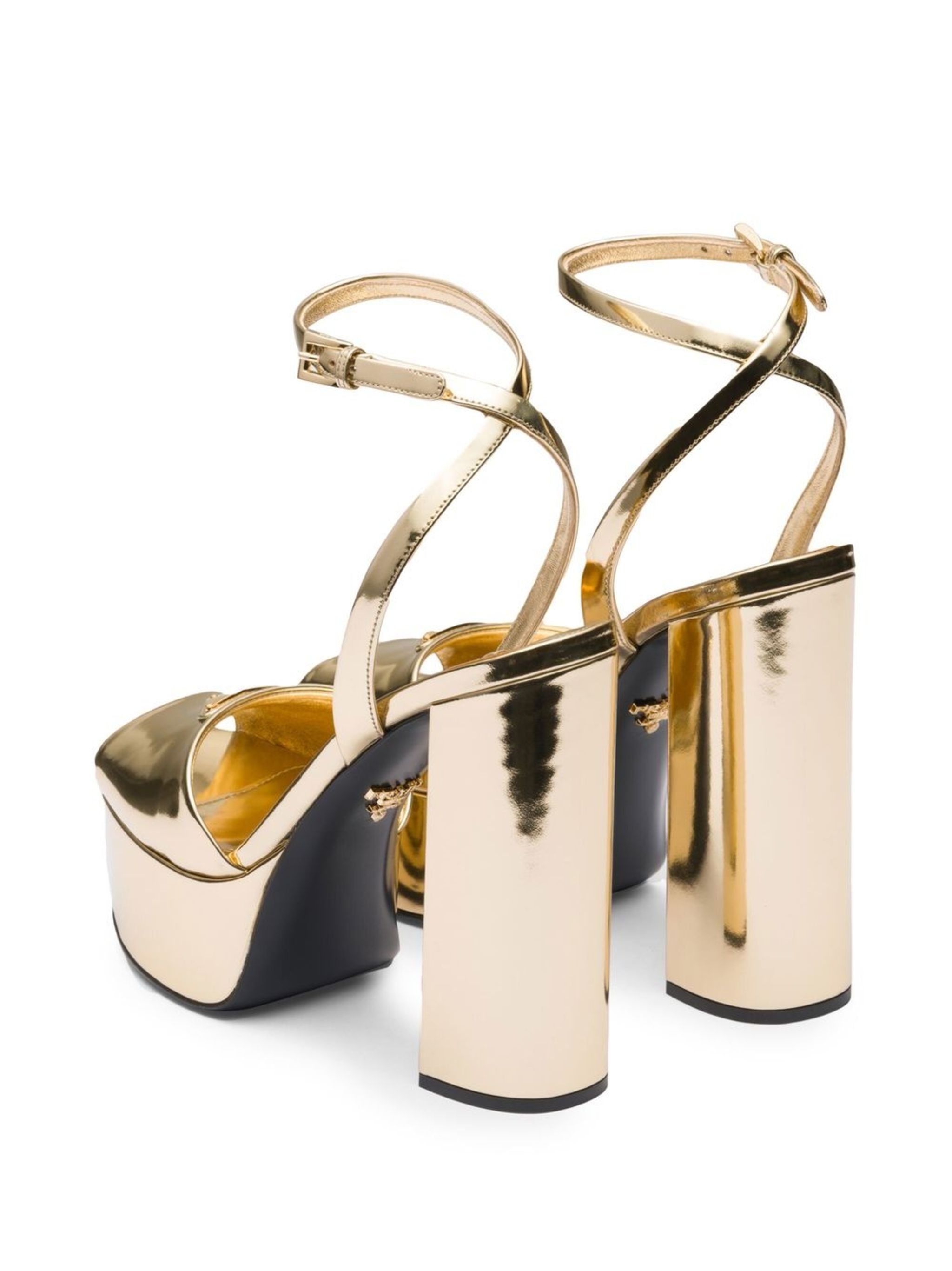 Prada o1w1db11124 Gold Tone Plateau Platform Sandals in Gold Size US 10 / IT 40 - 5 Thumbnail