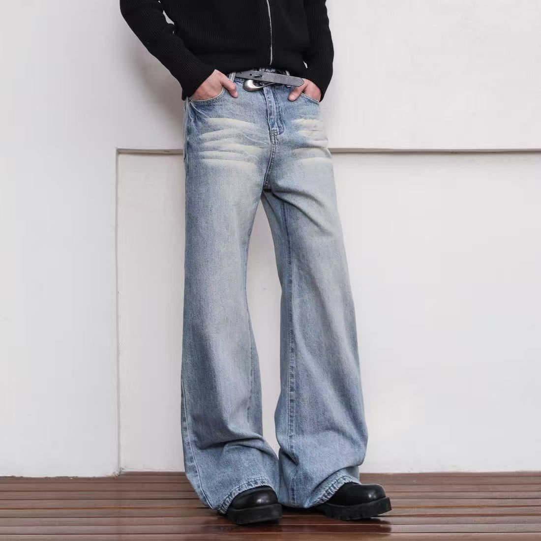 Vintage Blue Washed Vintage Casual Flared Jeans Size US 32 / EU 48 - 3 Thumbnail