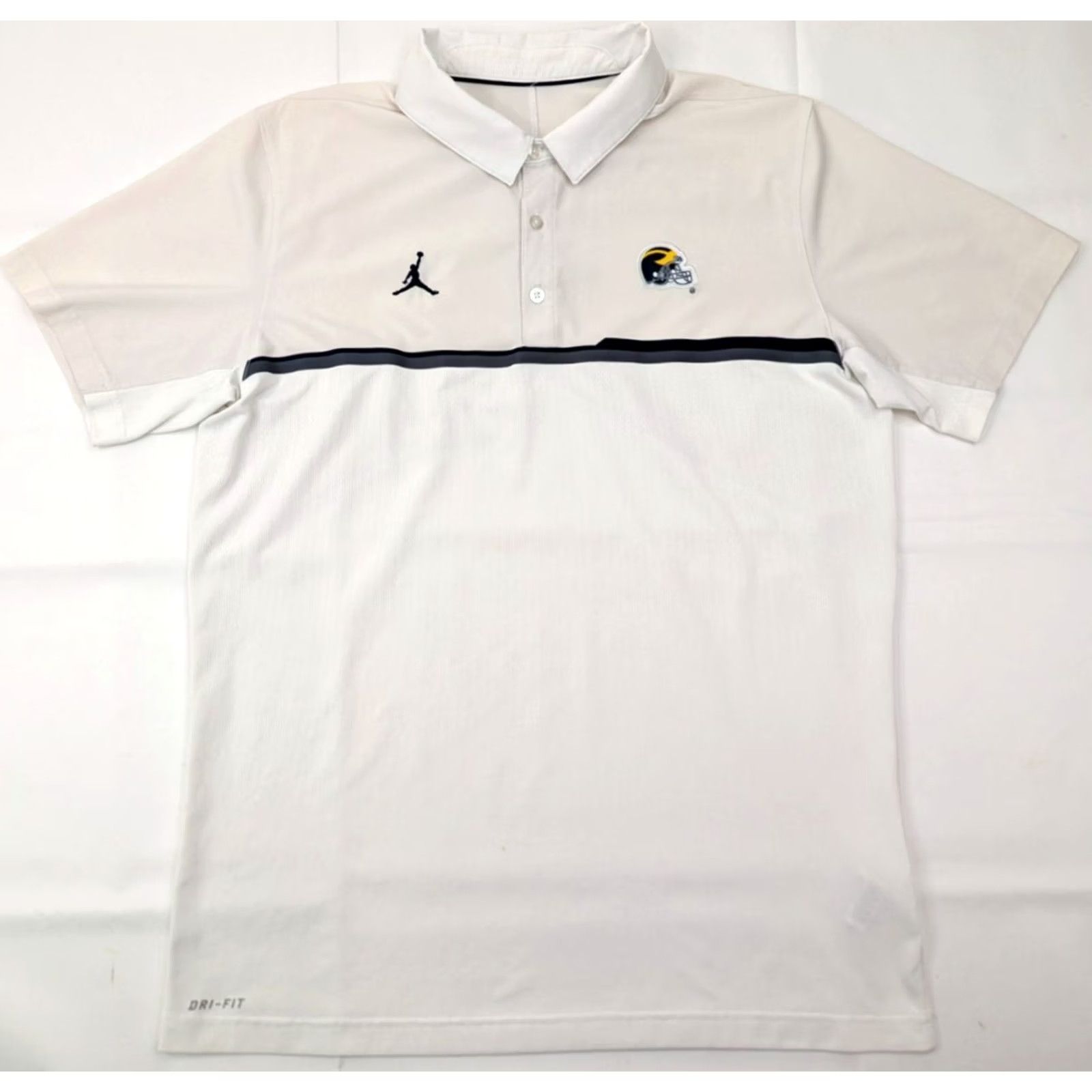 Jordan Brand Nike Jordan Dri-fit Michigan Wolverines UM Button Polo Shirt Men L White Wick Size US L / EU 52-54 / 3 - 2 Thumbnail