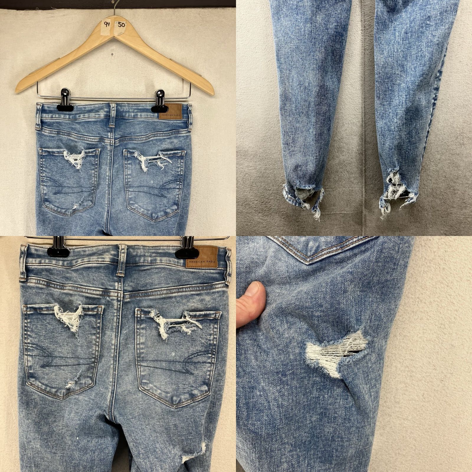 American Eagle Outfitters American Eagle Outfitters Jeggings Women 6 Short Distressed Blue Next Level Stretch Super Hi Rise 5-Pocket Design Size 28" / US 6 / IT 42 - 9 Thumbnail