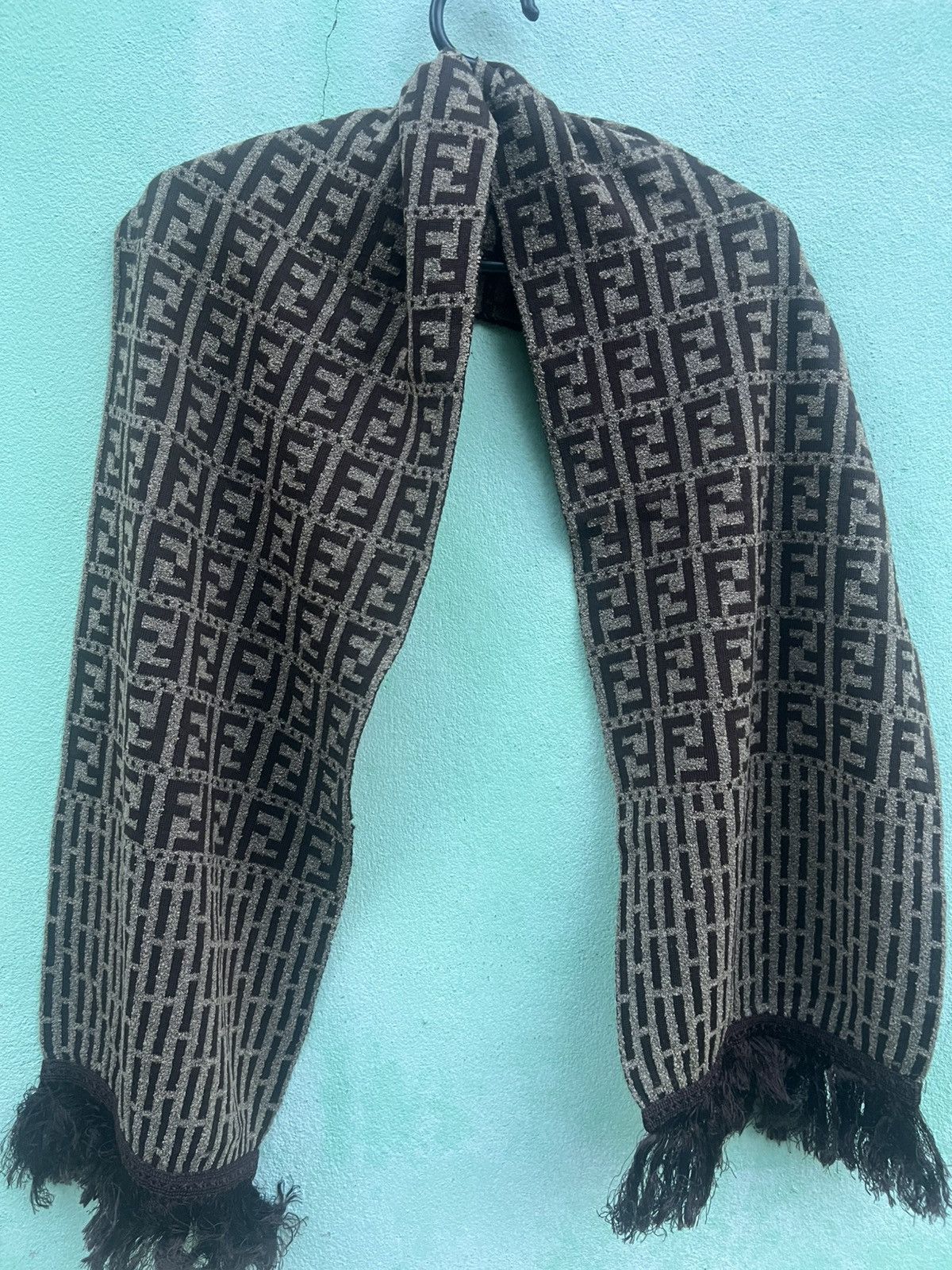 Fendi FENDI Zucca Monogram Wool Scarf Brown Vintage Size ONE SIZE - 17 Thumbnail