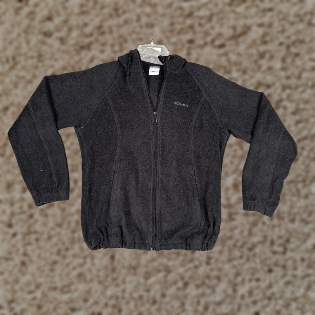 Vintage Columbia Jacket Womens Medium Black Fleece Hooded Full Zip Outdoor Hiking Hike Size M / US 6-8 / IT 42-44 - 1 Thumbnail
