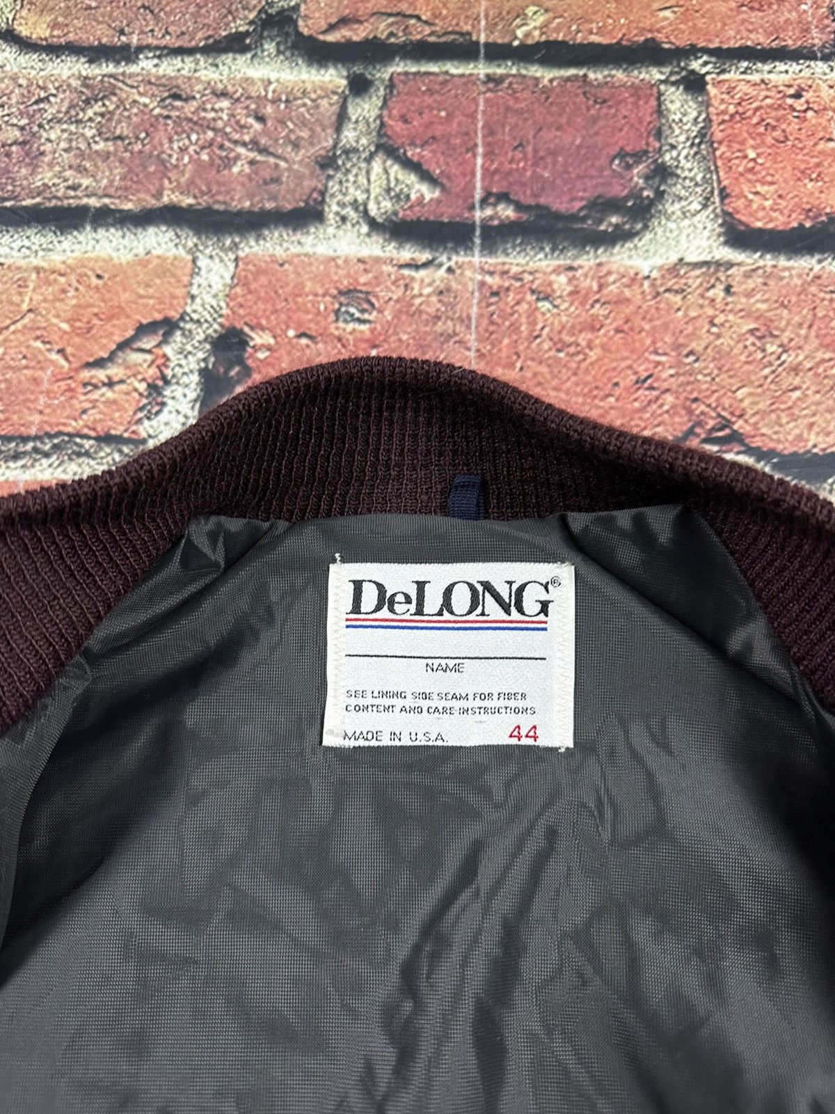 Delong × Vintage Vintage DeLong Letterman Varsity Jacket 80s Wool Leather Size US L / EU 52-54 / 3 - 12 Thumbnail