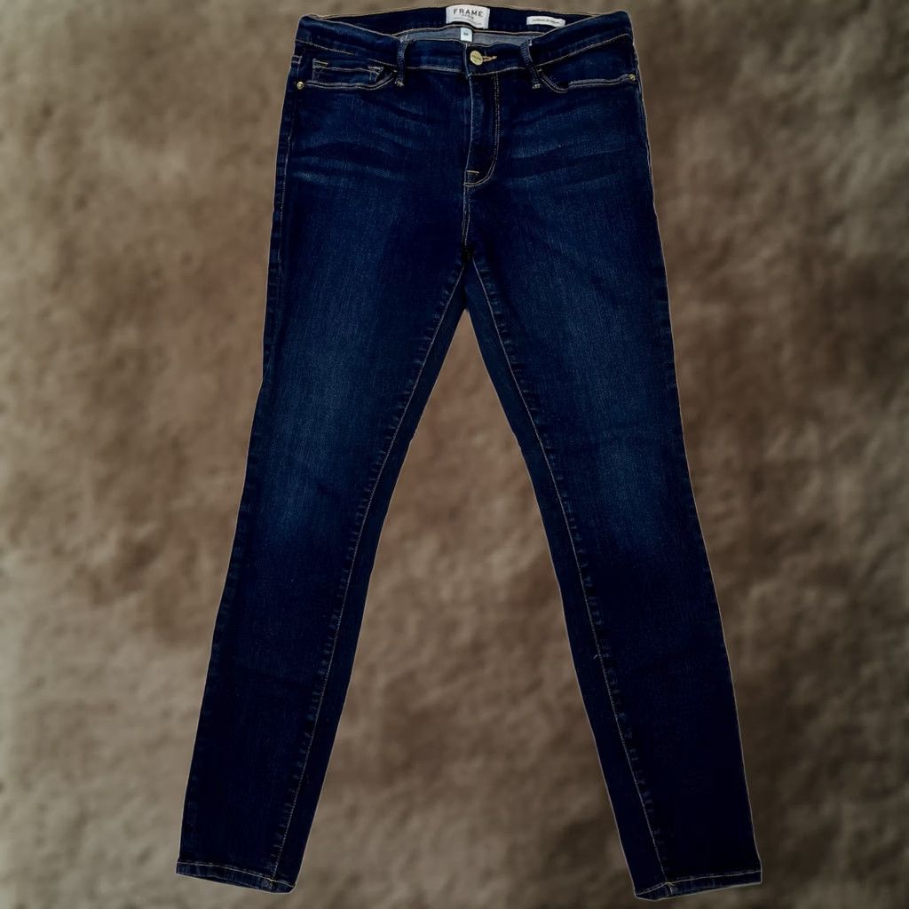 Frame FRAME Le Skinny de Jeanne MidRise Jeans Slim Skinny Dark Wash 28” Inseam 32 Women Size 24" / US 00 / IT 34 - 1 Thumbnail