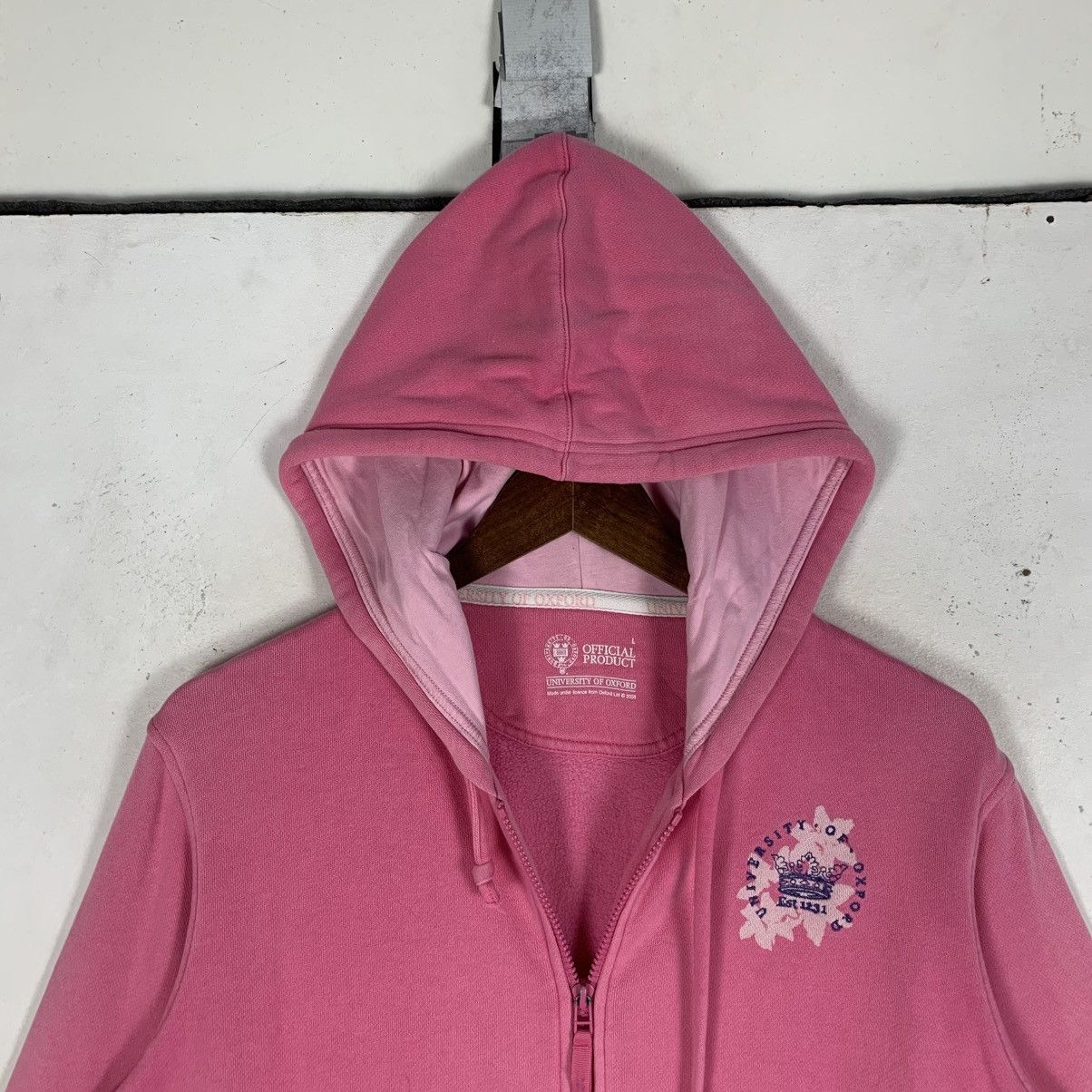Vintage official University of Oxford pink hooded sweatshirt. Size M / US 6-8 / IT 42-44 - 3 Thumbnail