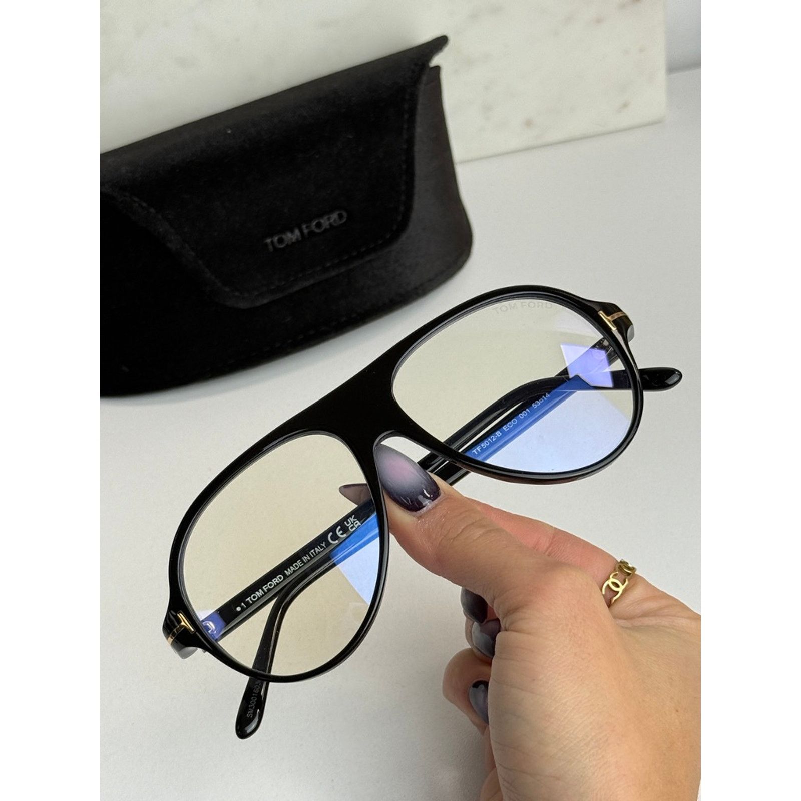 Tom Ford NEW Tom Ford FT5012-B Bluelight Aviator Frames in Black Size ONE SIZE - 2 Thumbnail