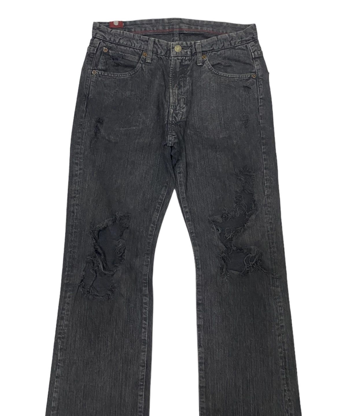 If Six Was Nine Flare Jeans Blue Way Mud Wash Distressed Bootcut Jeans Size US 31 - 5 Thumbnail