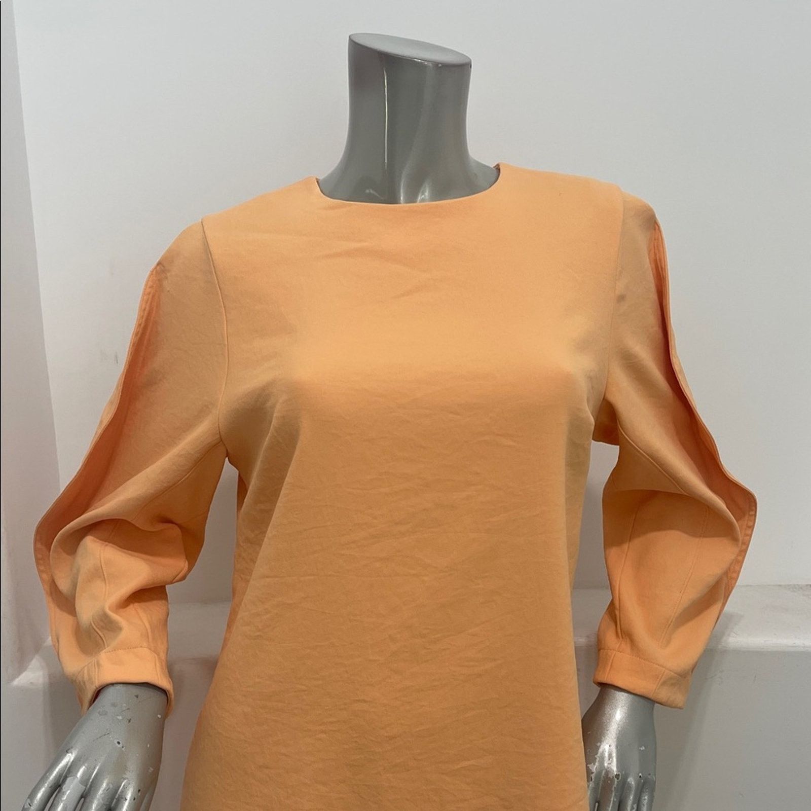 Tibi Tibi Chalky Drqpe Origami-Sleeve Orange Mini Shift Dress 6 Size M / US 6-8 / IT 42-44 - 6 Thumbnail