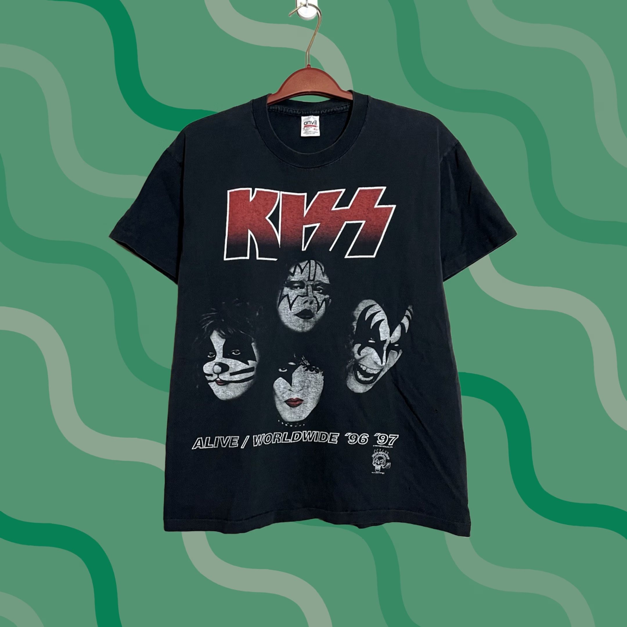 Anvil VINTAGE KISS Tour T-Shirt XL Black USA Made 90s Band Anvil Shirt Mens Size US XL / EU 56 / 4 - 1 Thumbnail