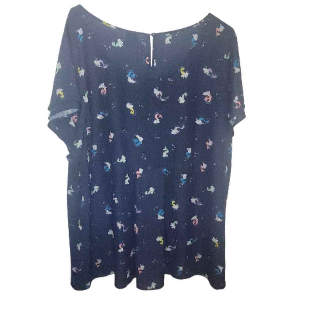 Disney Disney Navy Multicolor Mermaid Top Plus 4X Size 4XL / US 24-26 - 6 Thumbnail