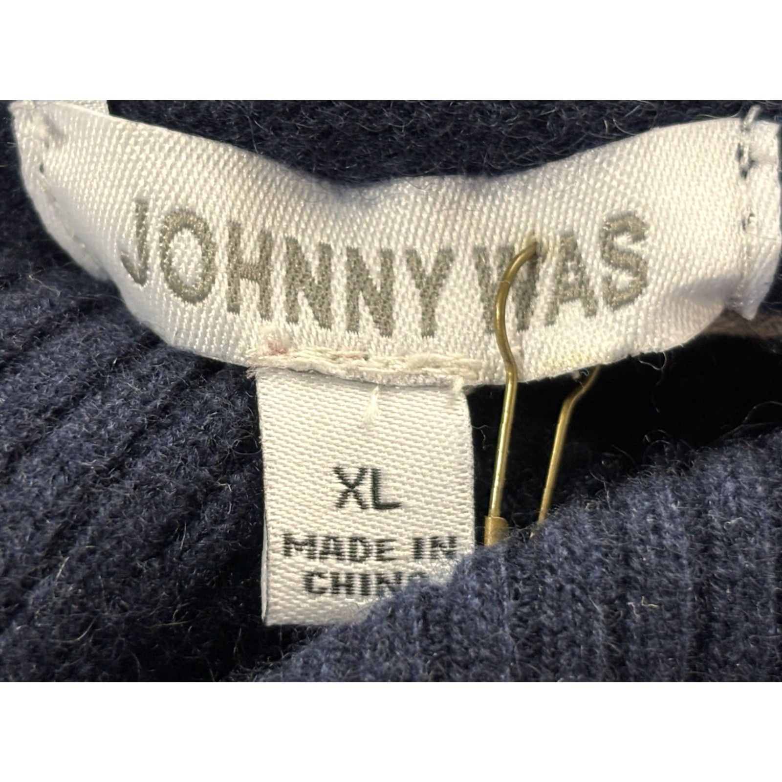 Johnny Was Johnny Was Sweater Women’s XL Navy Cashmere Blend Cowl Neck Pullover Size XL / US 12-14 / IT 48-50 - 7 Thumbnail