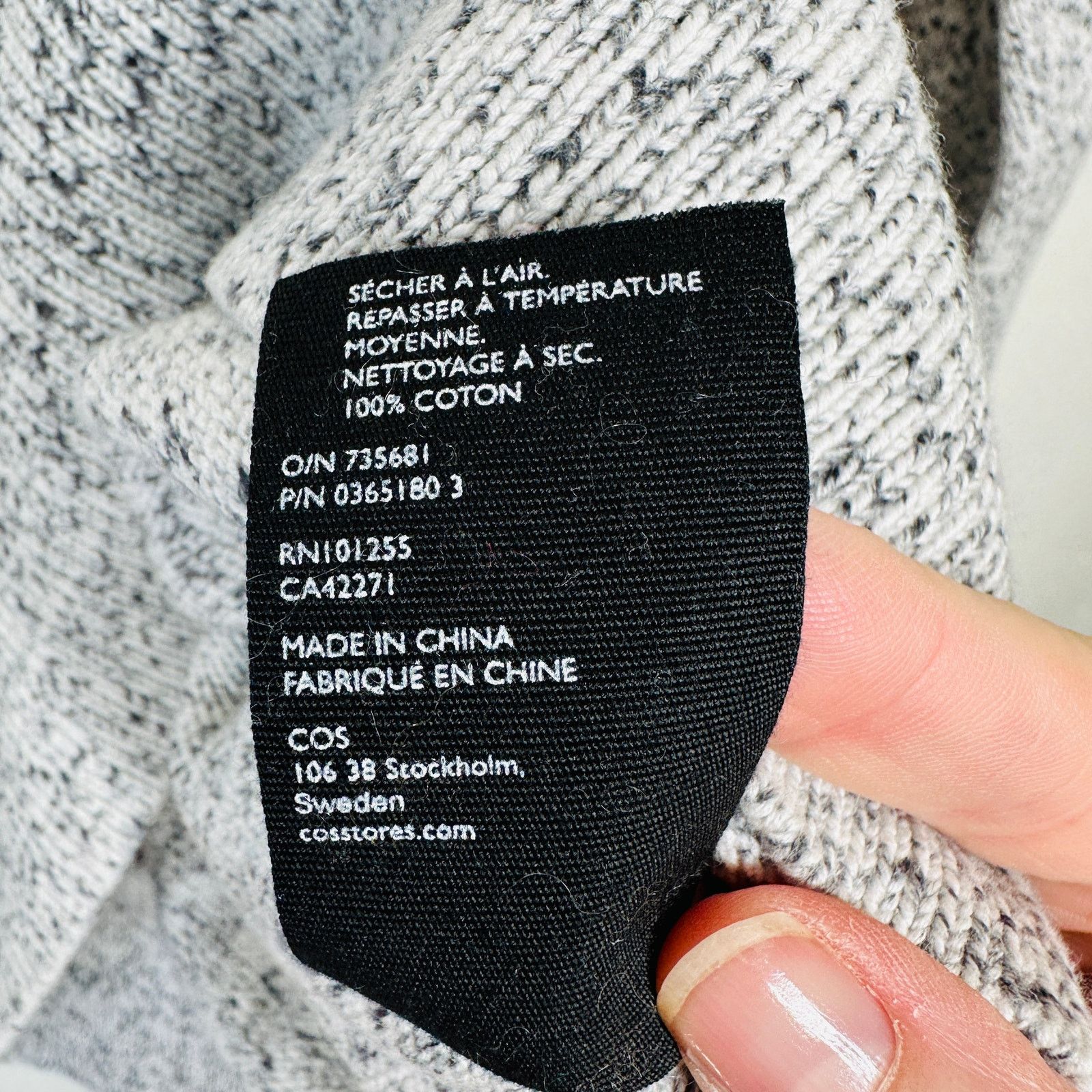 Cos COS Black & White Marled Long Sleeve Sweater 100% Cotton S Size US S / EU 44-46 / 1 - 8 Thumbnail