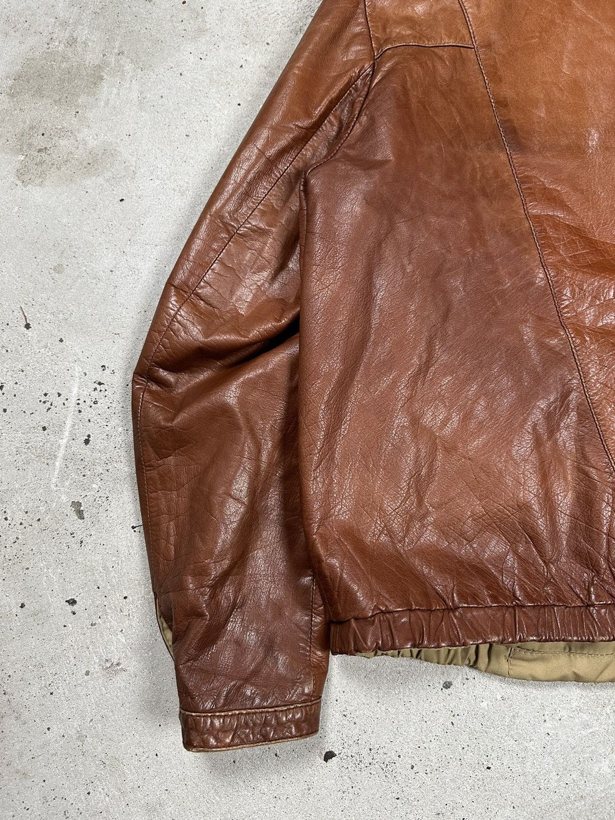 Vintage Vintage 90s Brown Leather Reversible Rare Bomber Jacket Size US L / EU 52-54 / 3 - 12 Thumbnail