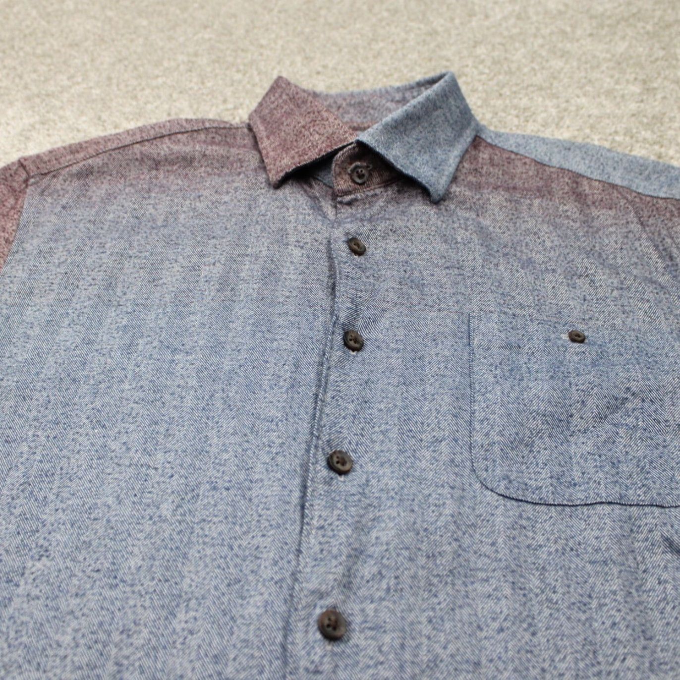 johnnie-O johnnie-O Shirt Adult Medium Red/Blue Roscoe Dip Dye Cotton L/S Button Up Size US M / EU 48-50 / 2 - 4 Thumbnail