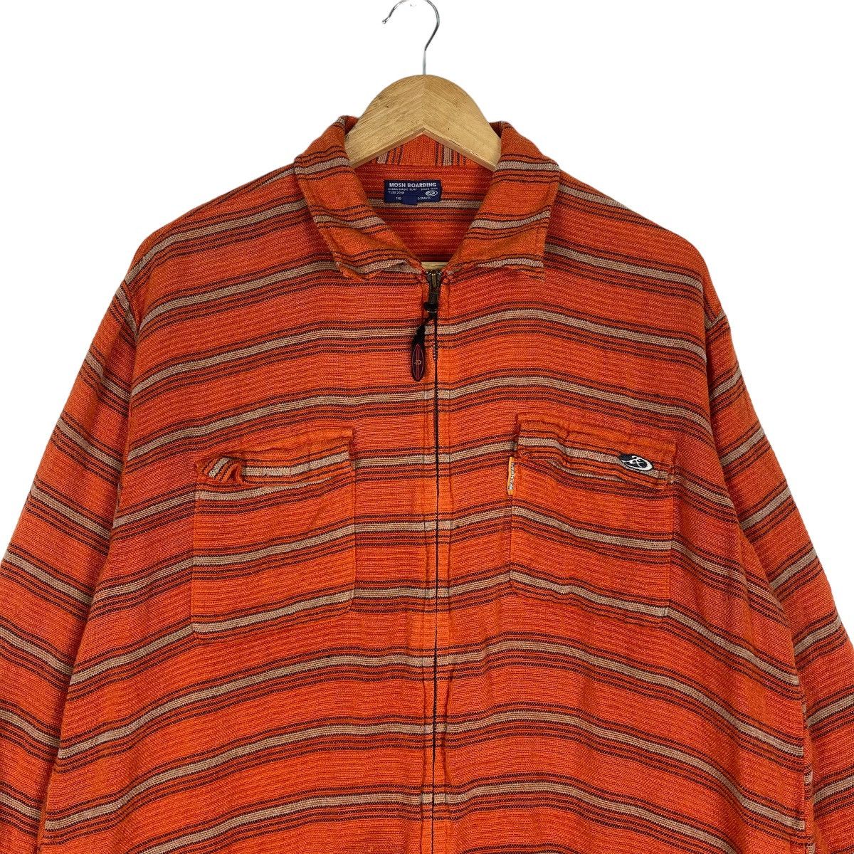 Japanese Brand Mosh Boarding Small Logo Stripe Design Zipper Sweater Size US L / EU 52-54 / 3 - 4 Thumbnail