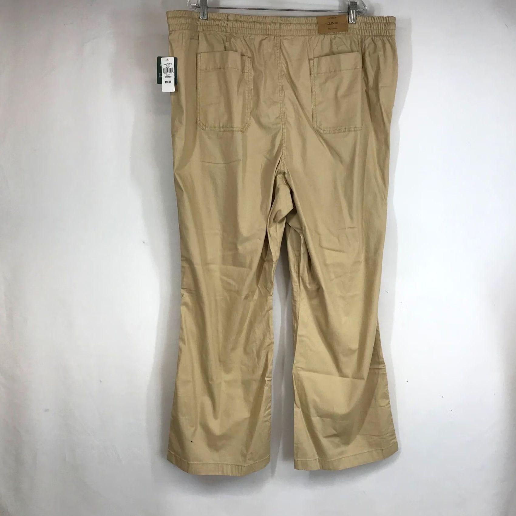 Vintage LL Bean Womens Tan Favorite Fit Elastic Waist Drawstring Pant Casual Comfort 22W Size 40" / US 18 - 4 Thumbnail
