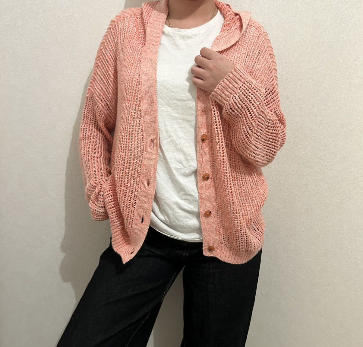 Roberto Collina Roberto Collina Pink Hooded Cardigan Open Knit Linen Size M Size M / US 6-8 / IT 42-44 - 12 Thumbnail