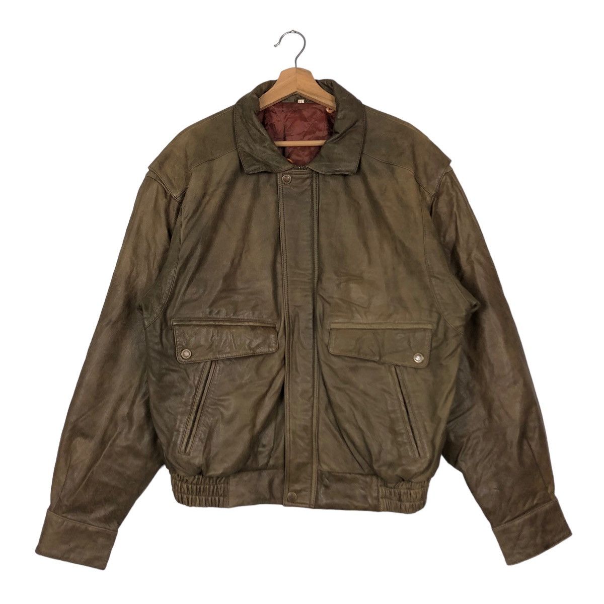 Japanese Brand 🔥90’s Bomber Jumper Genuine Leather Jacket Parachute Design Size US L / EU 52-54 / 3 - 1 Thumbnail