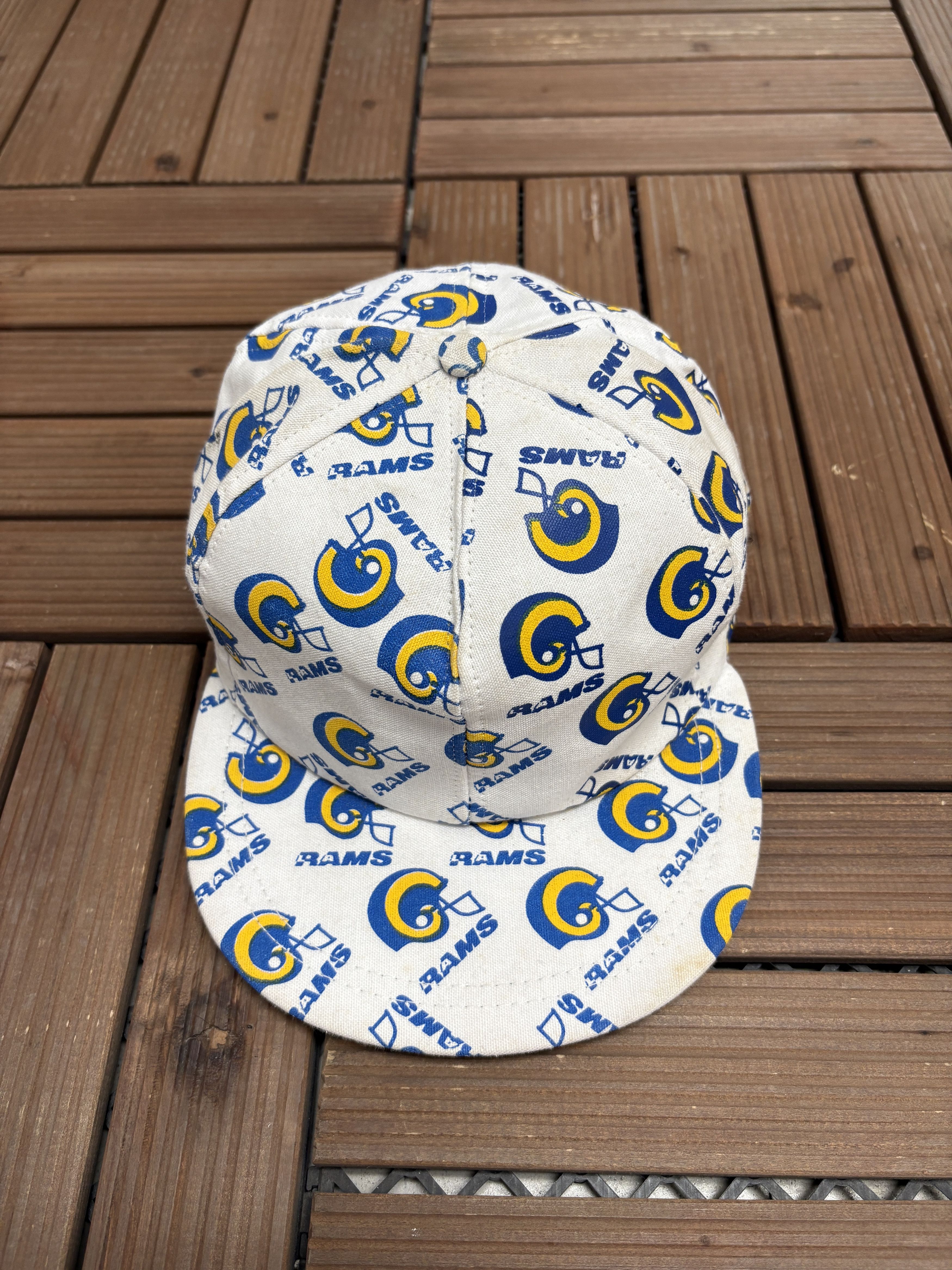 Vintage Los Angeles Rams Helmet AOP Vintage White Snap BackHat Size ONE SIZE - 2 Thumbnail
