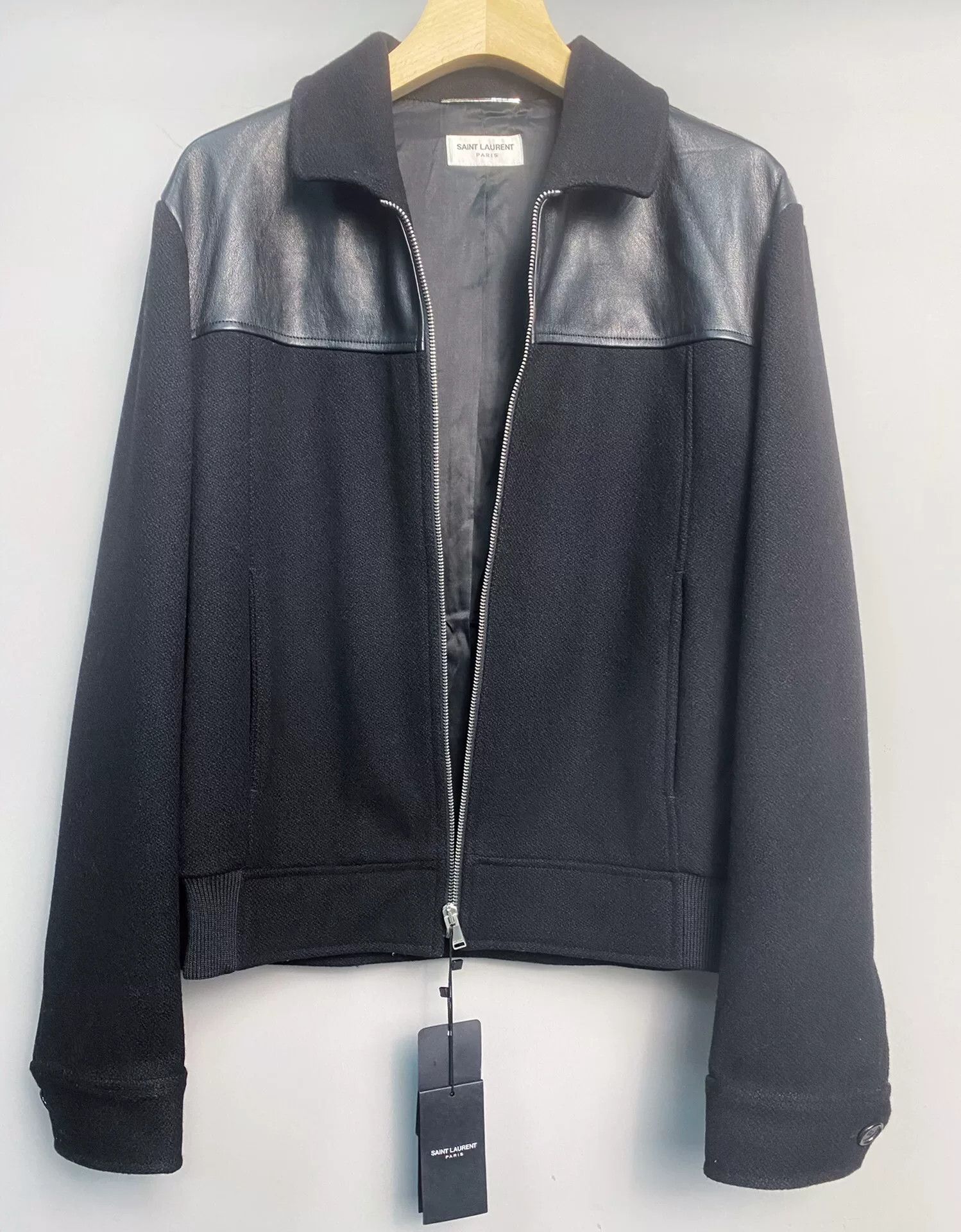 Saint Laurent Paris Saint Laurent Men's Leather Panel Jacket Size US L / EU 52-54 / 3 - 1 Thumbnail