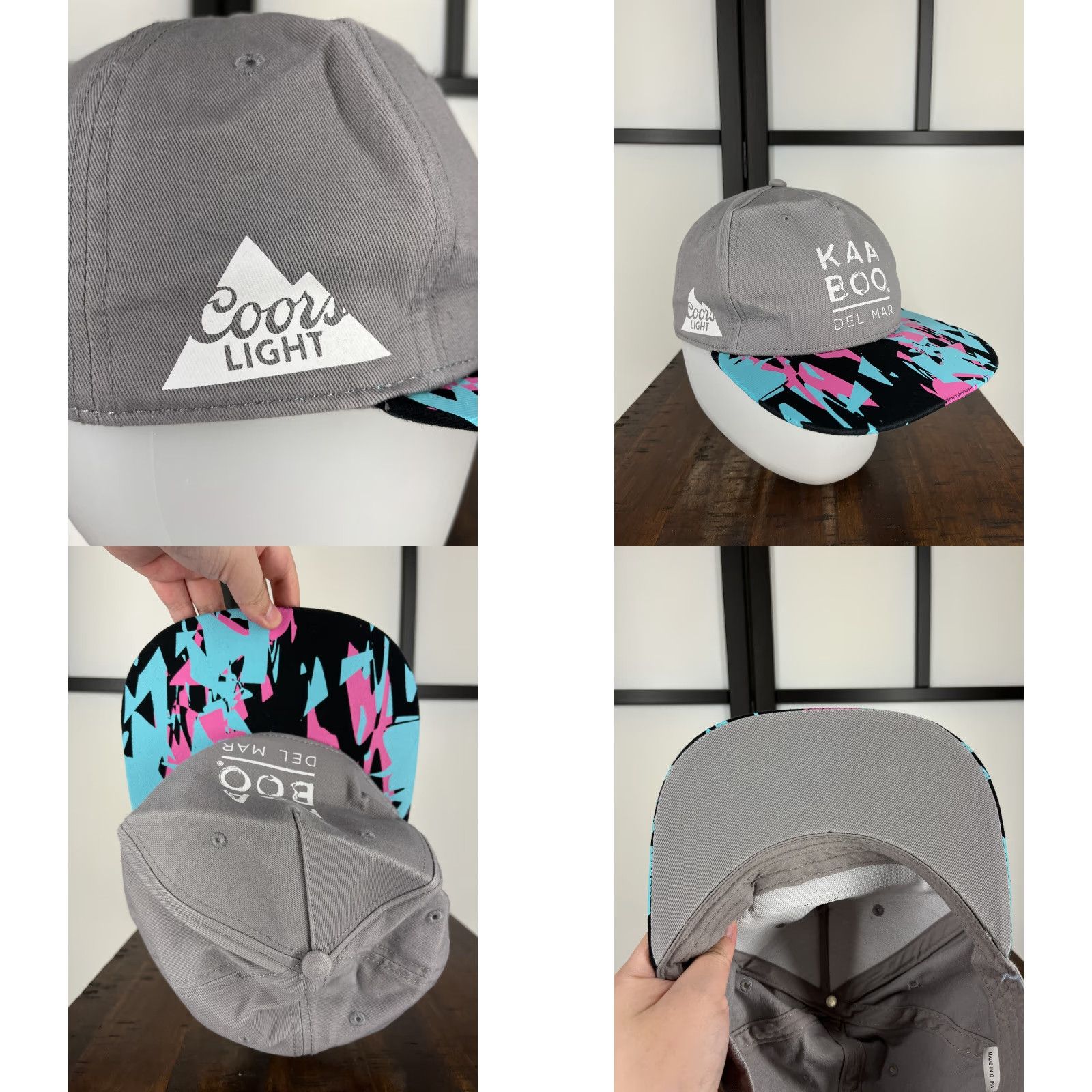 Vintage Coors Light Kaaboo Del Mar Hat Cap Snap Back Adult One Size Gray Cotton Music Size ONE SIZE - 8 Thumbnail
