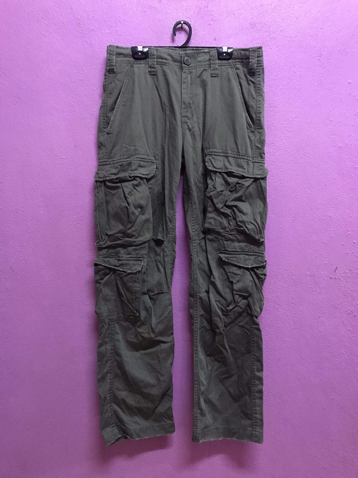 image of Real Crush 986 Multipockets Military Cargo Pants Size L in Green, Men's