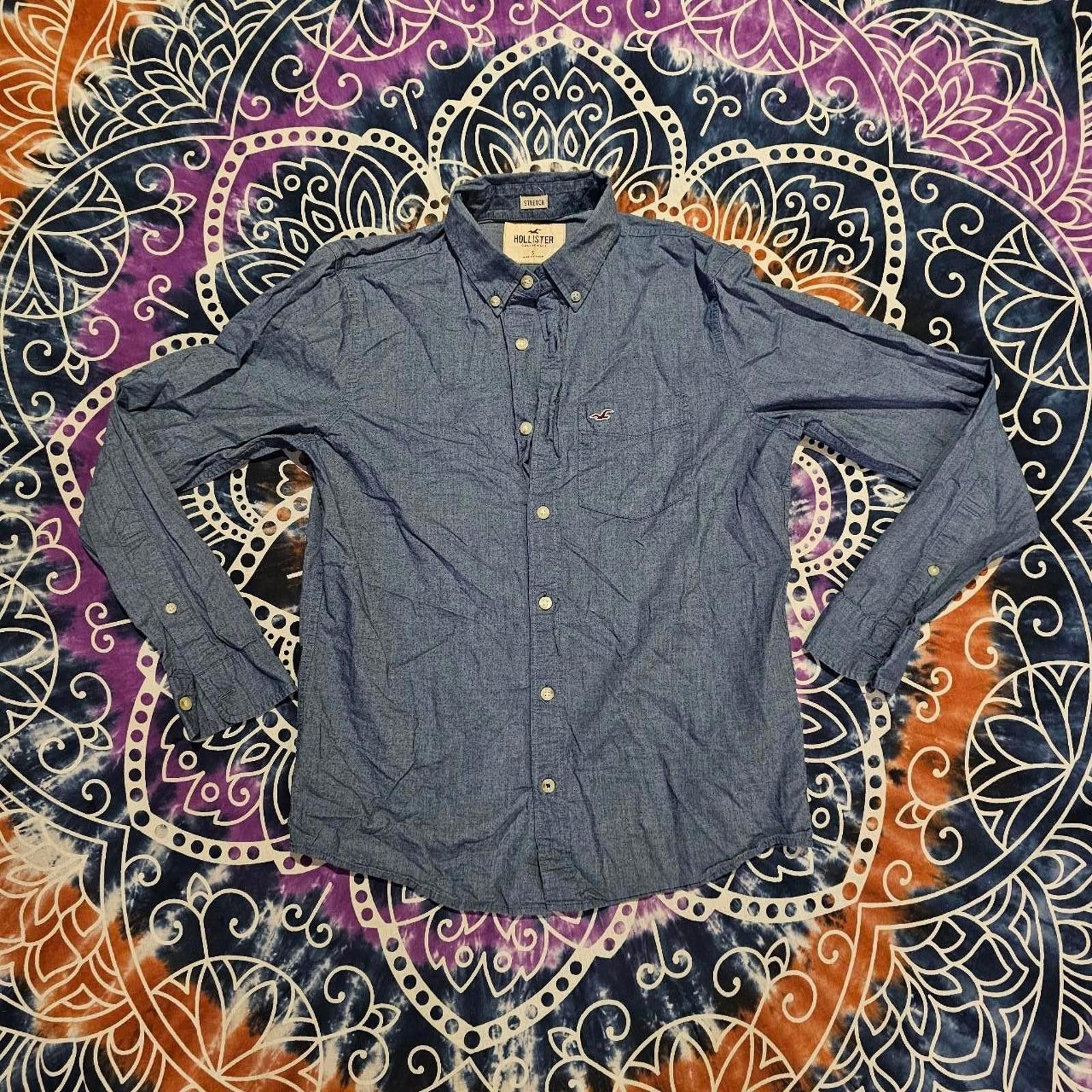 Designer Hollister Co. Men's Blue Button Down Shirt Size US S / EU 44-46 / 1 - 1 Thumbnail