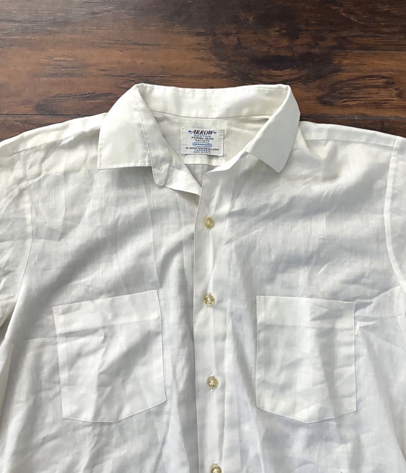 Arrow Vintage 60s Arrow Sanforized Collar Shirt White Workwear Size US M / EU 48-50 / 2 - 2 Thumbnail
