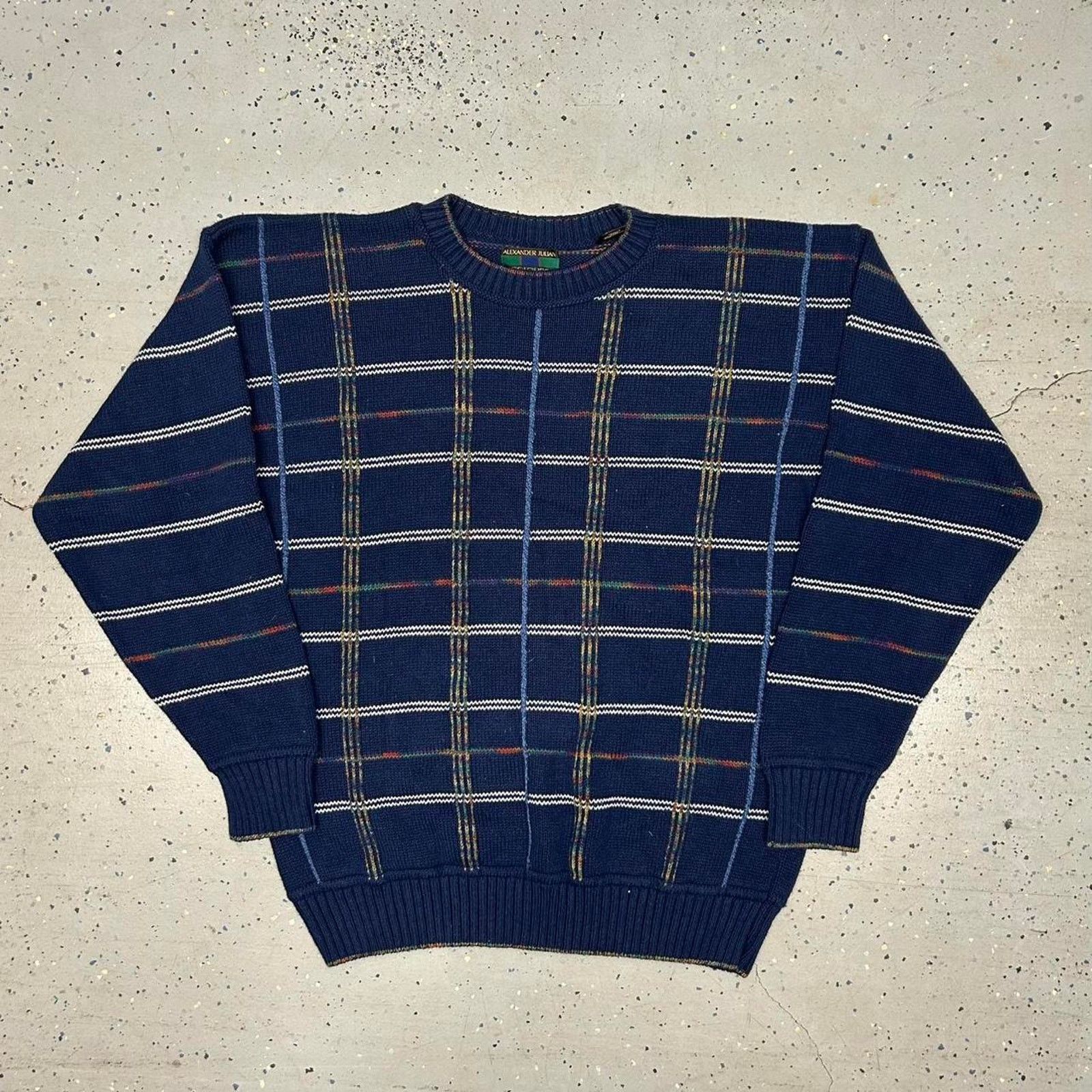 Alexander Julian Navy blue Alexander Julian Colours vintage knit sweater Size US M / EU 48-50 / 2 - 1 Thumbnail