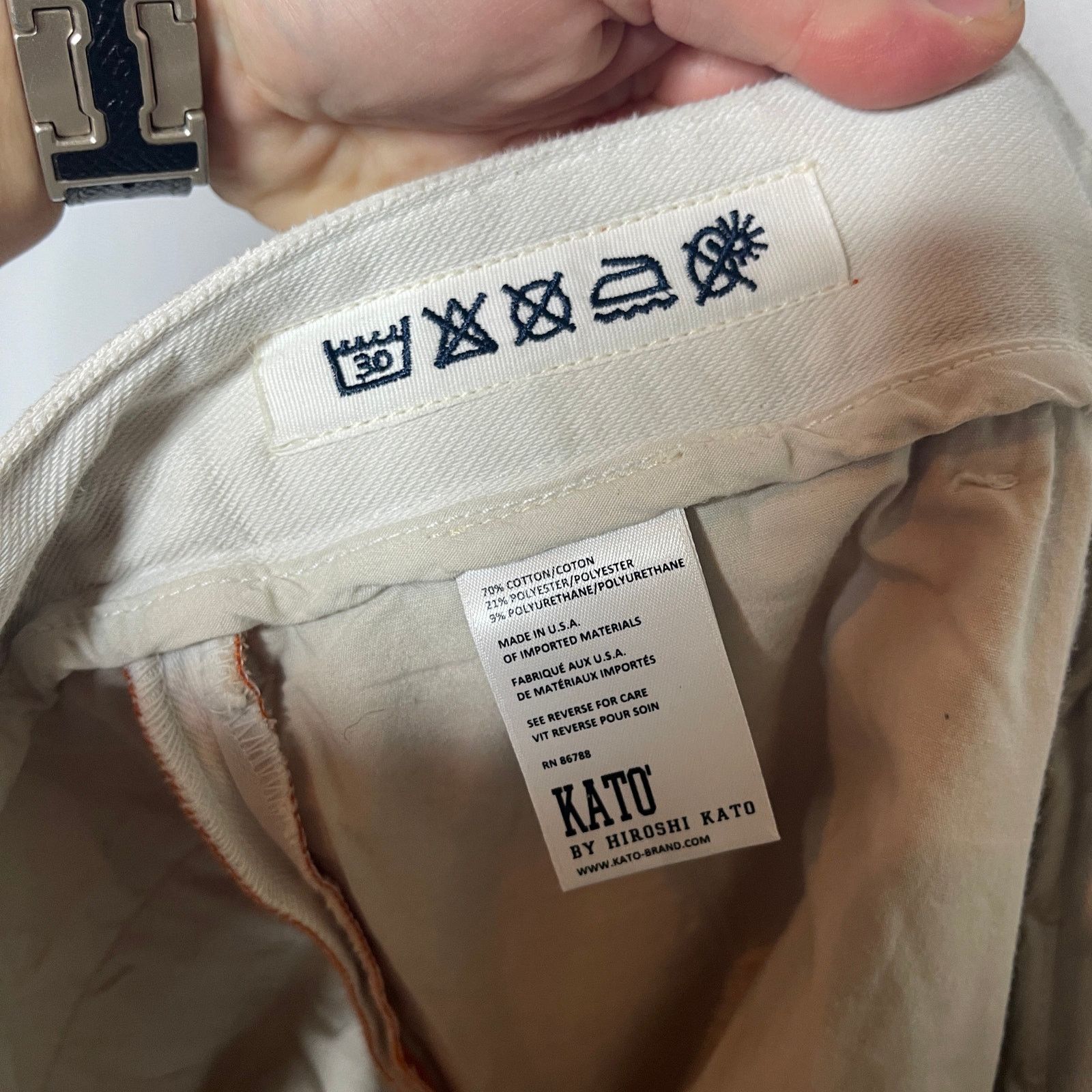 Hiroshi Kato Hiroshi Kato Denit Slim Fit Stretch Chino Pants cream 30x32 Size US 30 / EU 46 - 6 Thumbnail