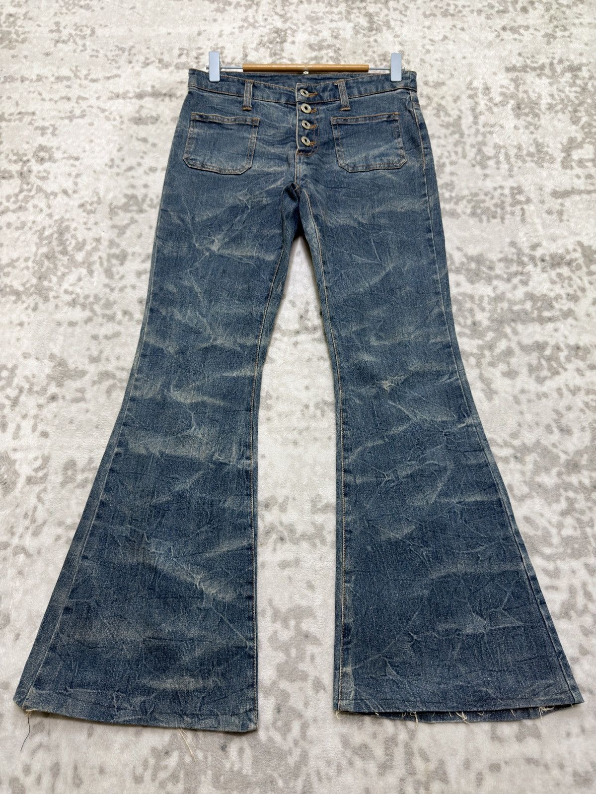 Vintage Japanese Button Fly Bell Bottom Smoke Stretch Women Jeans Size US 28 / EU 44 - 1 Thumbnail