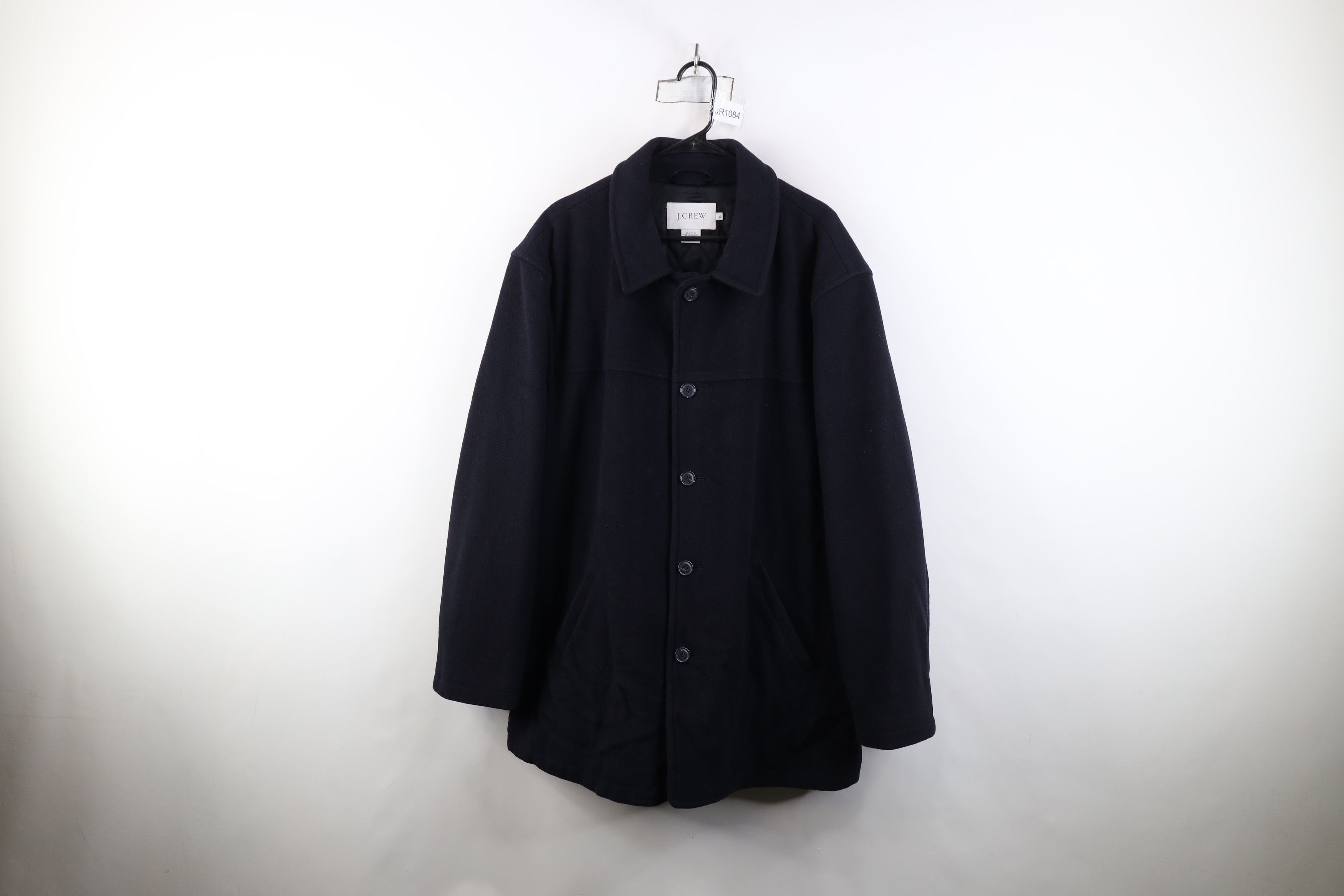 J.Crew Vintage J Crew Quilted Wool Collared Button Jacket Navy Blue Size US XL / EU 56 / 4 - 1 Thumbnail