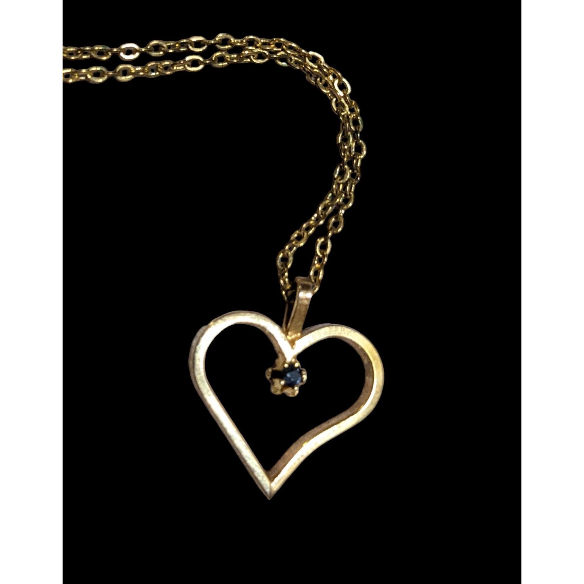 Other Gold Open Heart Blue Gem Necklace Size ONE SIZE - 1 Thumbnail