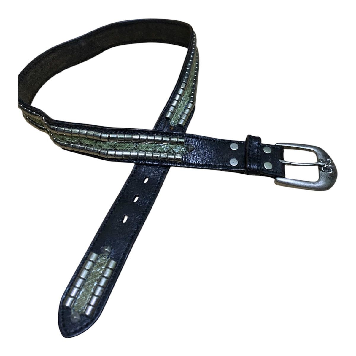 Tornado Mart TORNADO MART WESTERN BUCKLE SNAKESKIN STUDDET BELT Size ONE SIZE - 2 Thumbnail