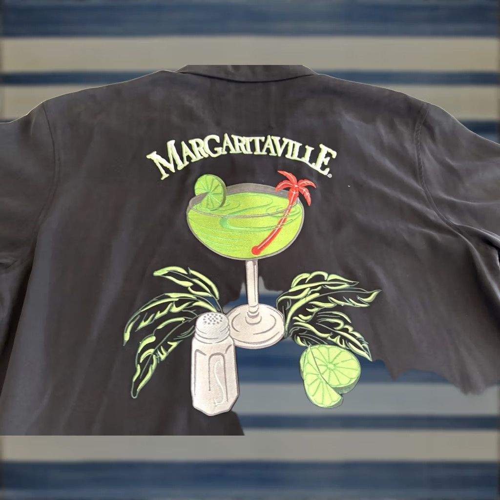 Vintage Margaritaville Silk Embroidered Button-Up Shirt Black Mens XL Shirt, Beach, Silk, Embroidered, Button-Up, Short Sleeve, Men XS? Size US XL / EU 56 / 4 - 1 Thumbnail
