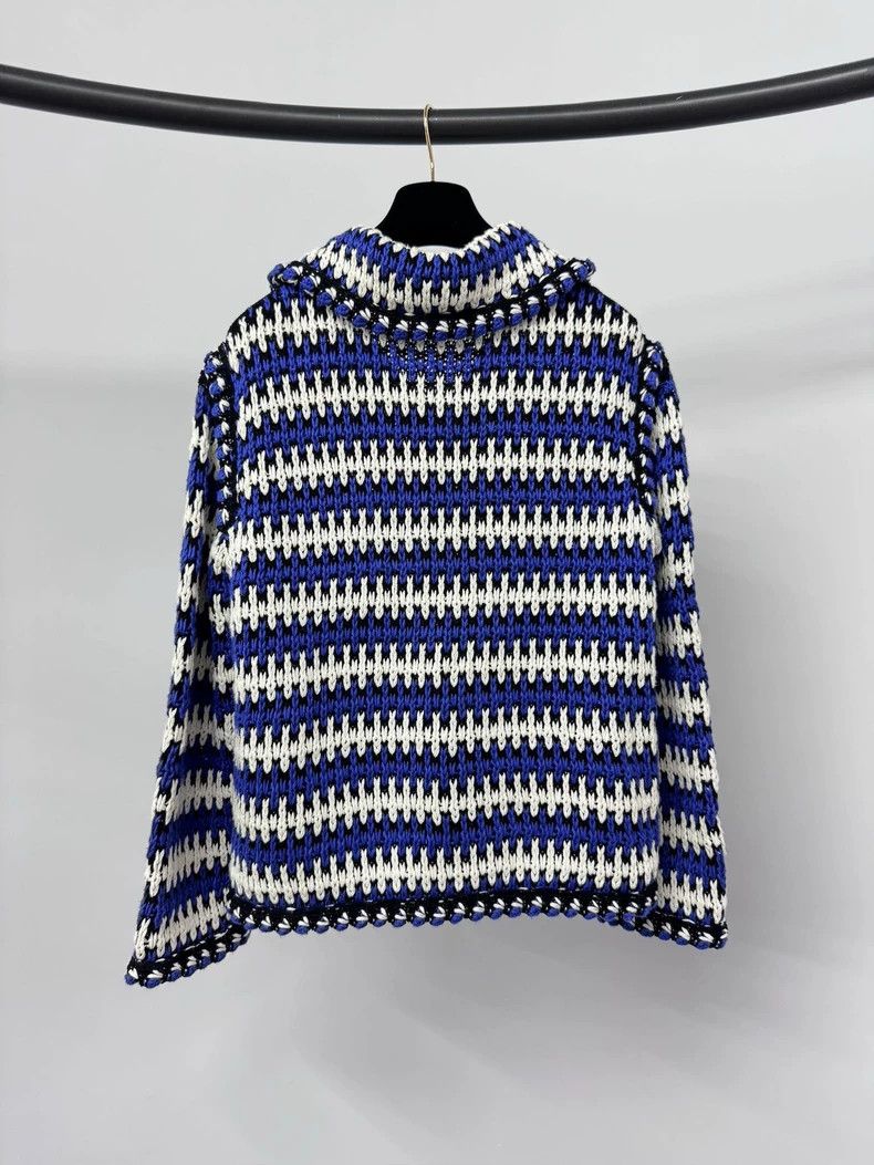 Chanel Chanel Blue and white striped knitted cardigan coat Size XS / US 0-2 / IT 36-38 - 2 Thumbnail