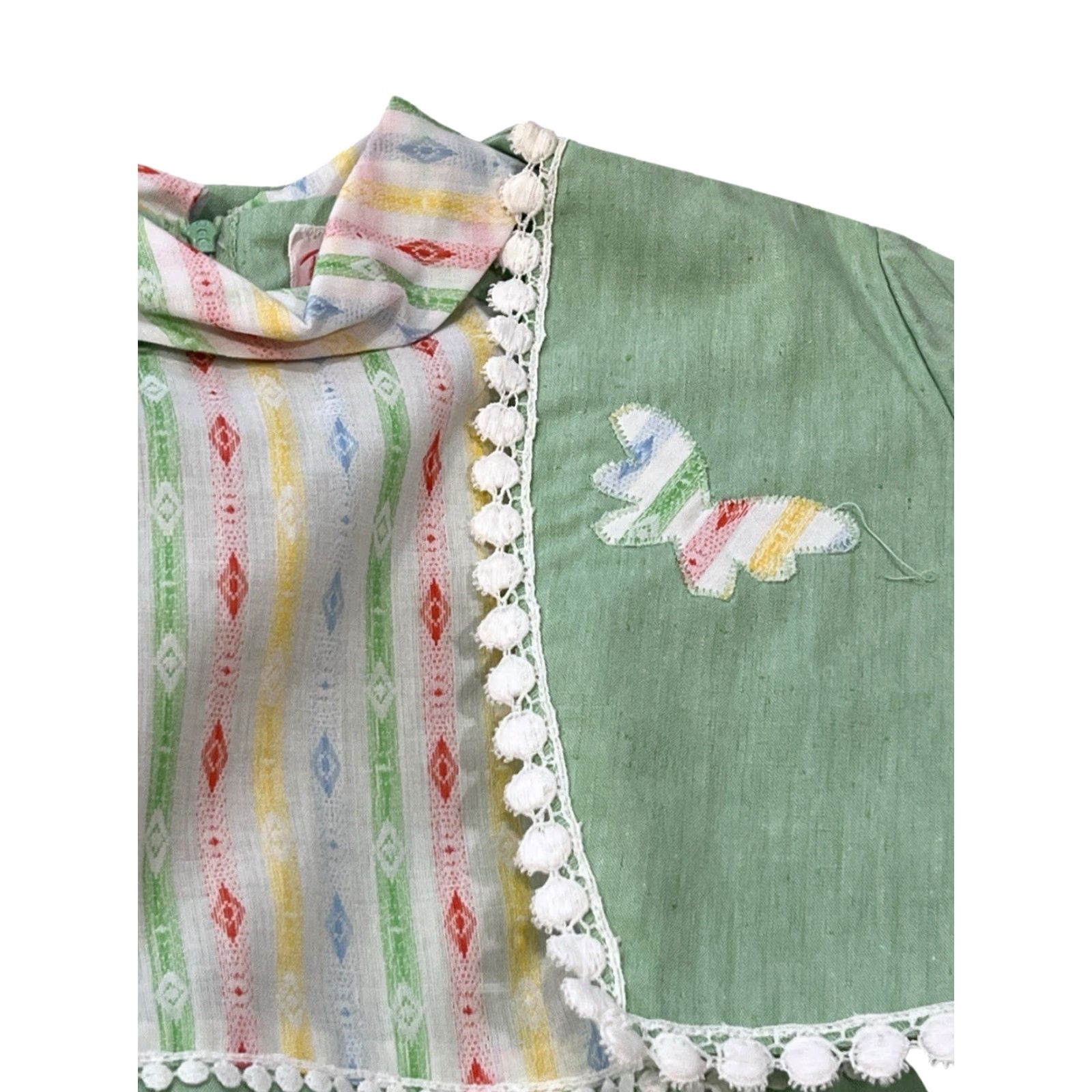Vintage VINTAGE Ruth Of Carolina Party Dress Girls 5 With Jacket Mint Green W/ Butterfly Dress Jacket 1960s Cotton Blend Sleeveless Party Girls Size US S / EU 44-46 / 1 - 2 Thumbnail