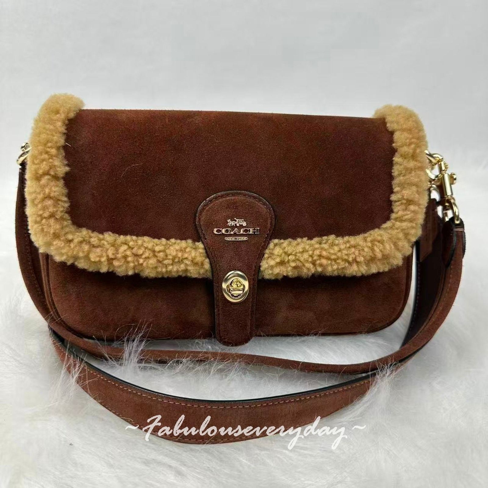 Coach coach Hadley Shoulder xbody Suede/Shearling/ Vintage Brown Size ONE SIZE - 1 Thumbnail