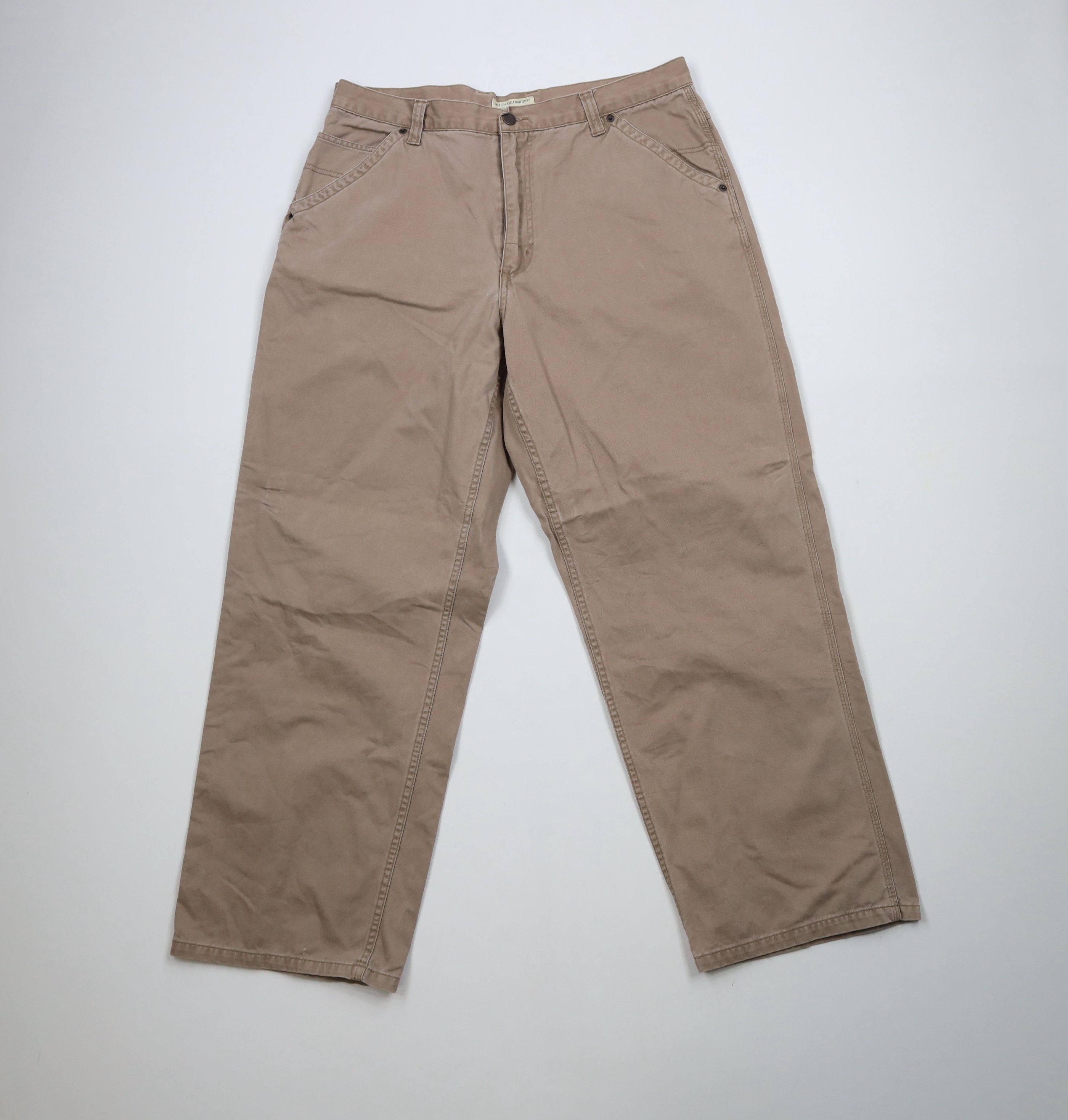 American Eagle Outfitters × Vintage Vintage 90s Y2K American Eagle Wide Leg Dungaree Pants Brown Size US 36 / EU 52 - 1 Thumbnail