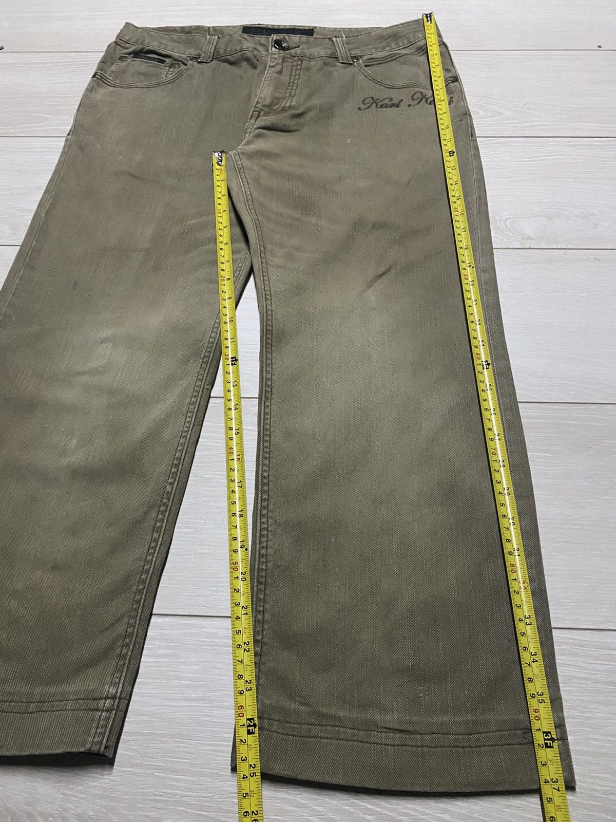 Japanese Brand Vintage Karl Kani Khaki Logo Embroidery Loose Jeans Size US 36 / EU 52 - 17 Thumbnail