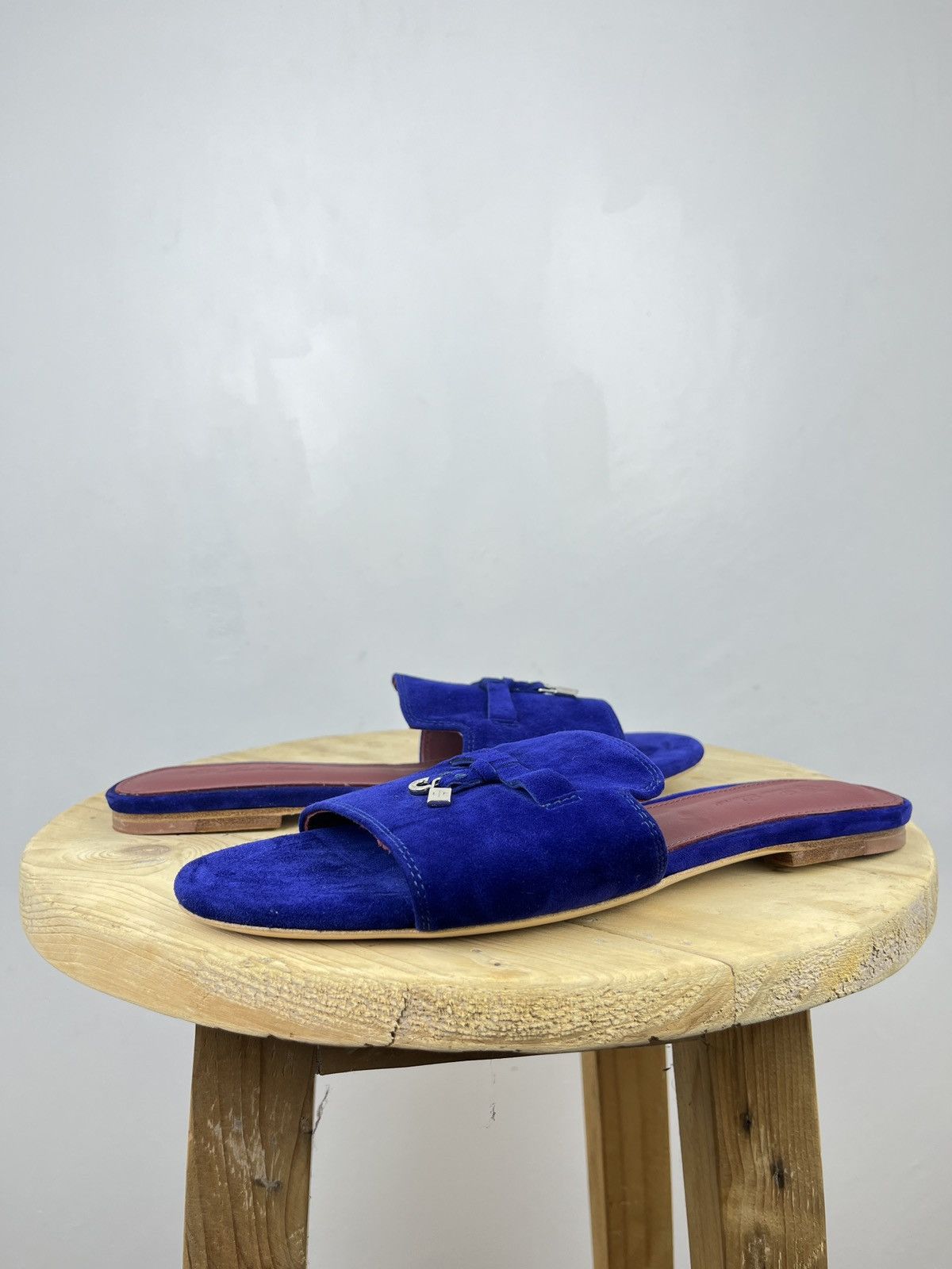 Loro Piana Navy Blue Suede Summer Charms Walk Slides Size US 9 / IT 39 - 3 Thumbnail