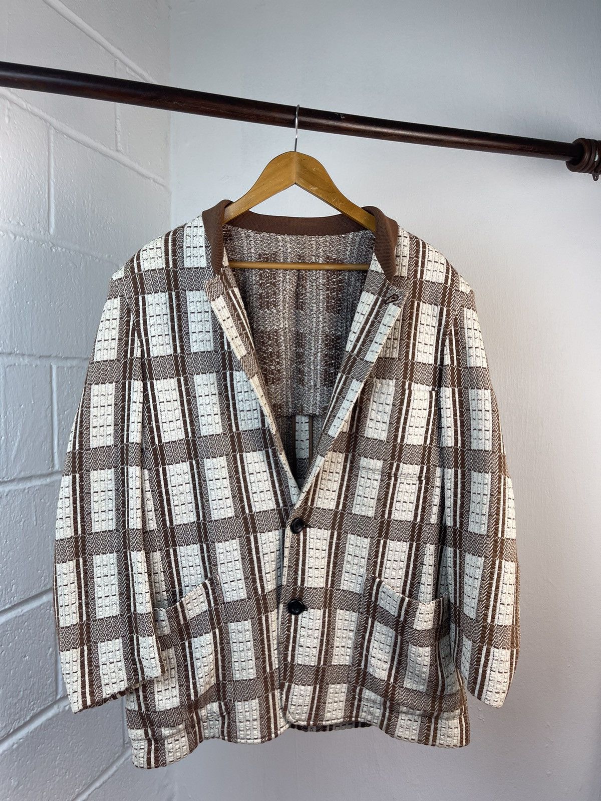 Issey Miyake 80s Issey Miyake Men Plaid Cotton Coat A1 Size US L / EU 52-54 / 3 - 5 Thumbnail