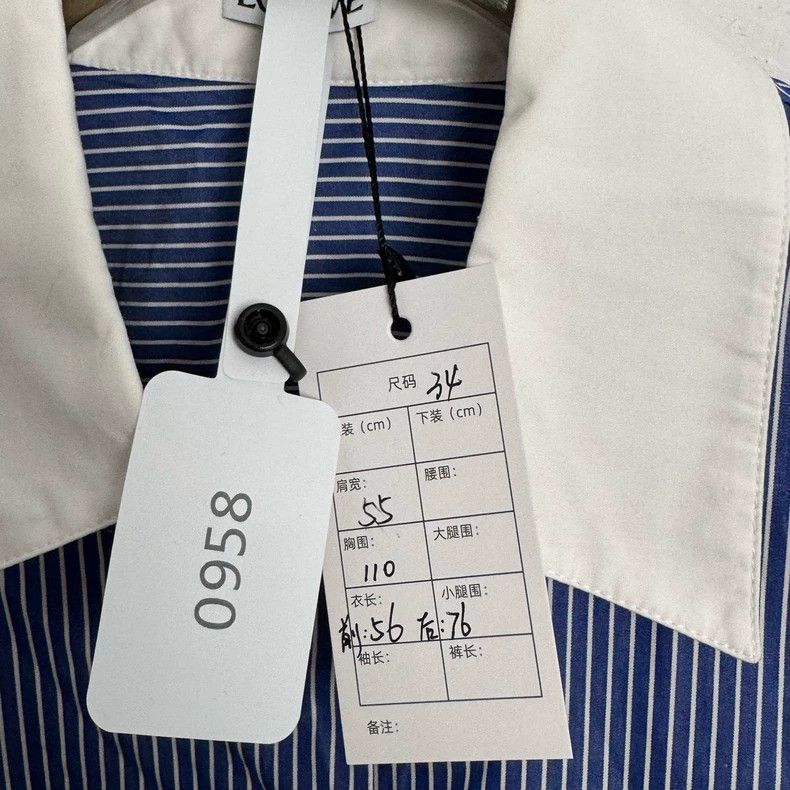 Loewe LOEWE Blue and white striped embroidered logo shirt Size 4XL / US 24-26 - 2 Thumbnail