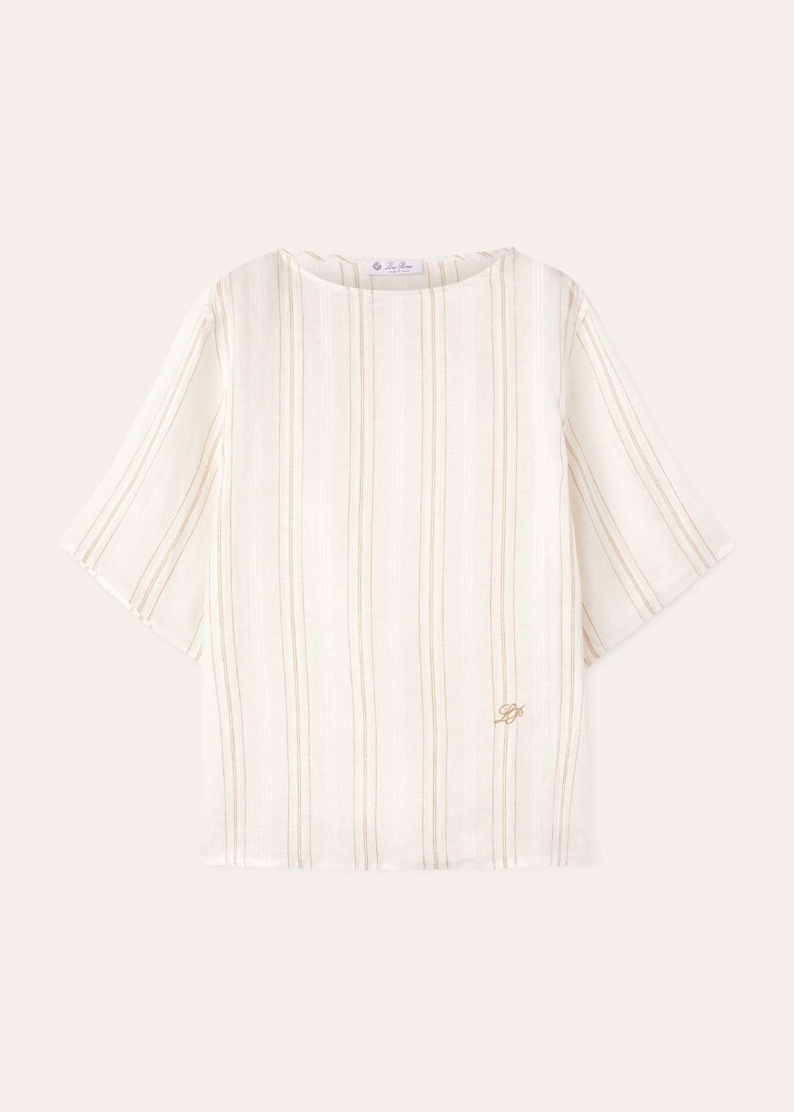 Loro Piana o1srvl11e0725 FAO0488 Mara Linen T-Shirt in White Size XS / US 0-2 / IT 36-38 - 1 Thumbnail