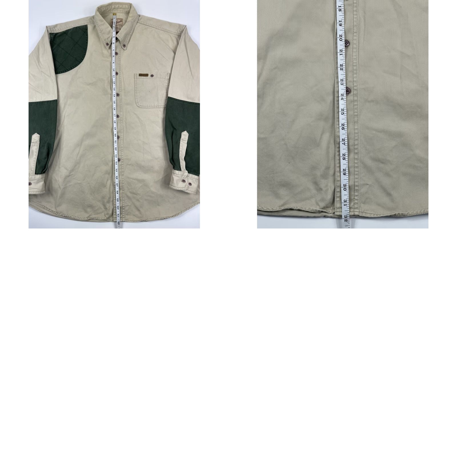 Vintage VINTAGE Woolrich Shirt XX-Large Button-Up Long Sleeve Hunting Quilted Shoulder Khaki Beige Padded Logo Mens Size US XXL / EU 58 / 5 - 8 Thumbnail