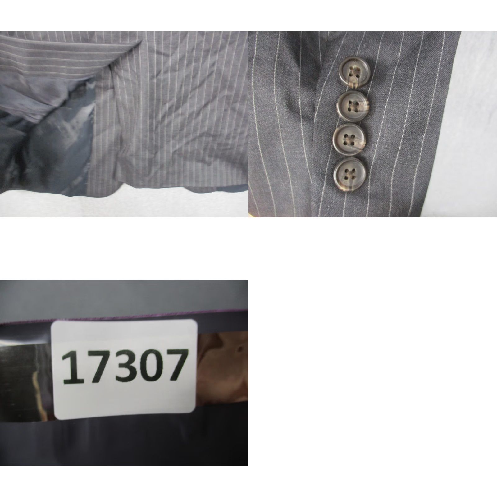 Ralph Lauren Lauren Ralph Lauren Blazer Mens 42S Gray Pinstripe Wool Suit Jacket Classic Jacket (Two-Button) Mens apparel Size 42R - 9 Thumbnail