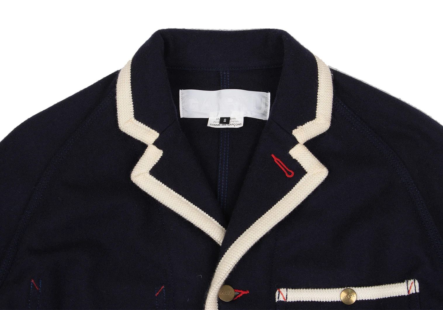Ganryu Wool Flannel Piping Design Jacket in Navy, Size S Size US S / EU 44-46 / 1 - 3 Thumbnail